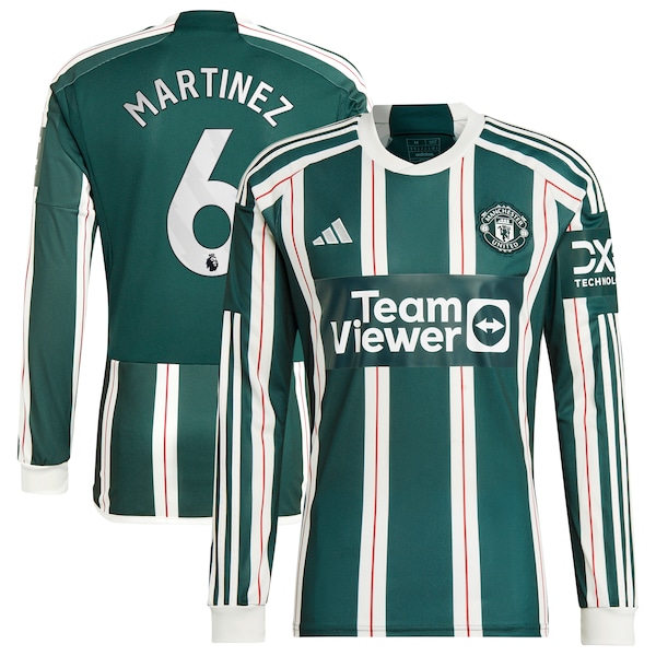 Lisandro Martínez Manchester United adidas 2023/24 Away Long Sleeve Replica Player Jersey - Green/Red