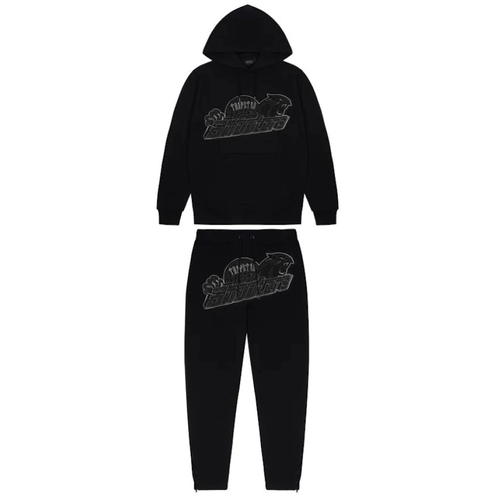 Trapstar Shooters Hoodie Tracksuit Black Monochrome Edition