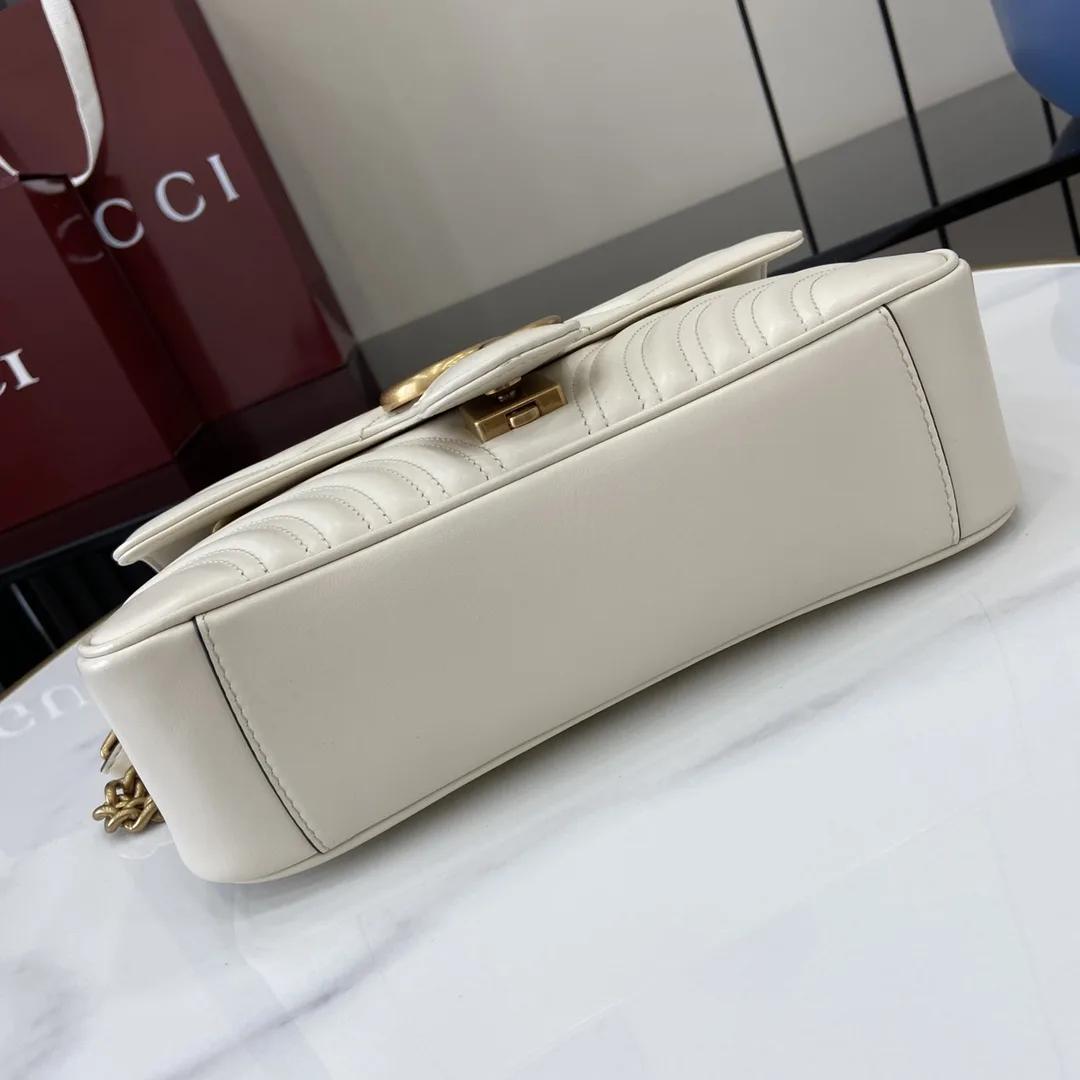 Gucci Marmont White GG Supreme Canvas Shoulder Bag product photo from LabelPicks
