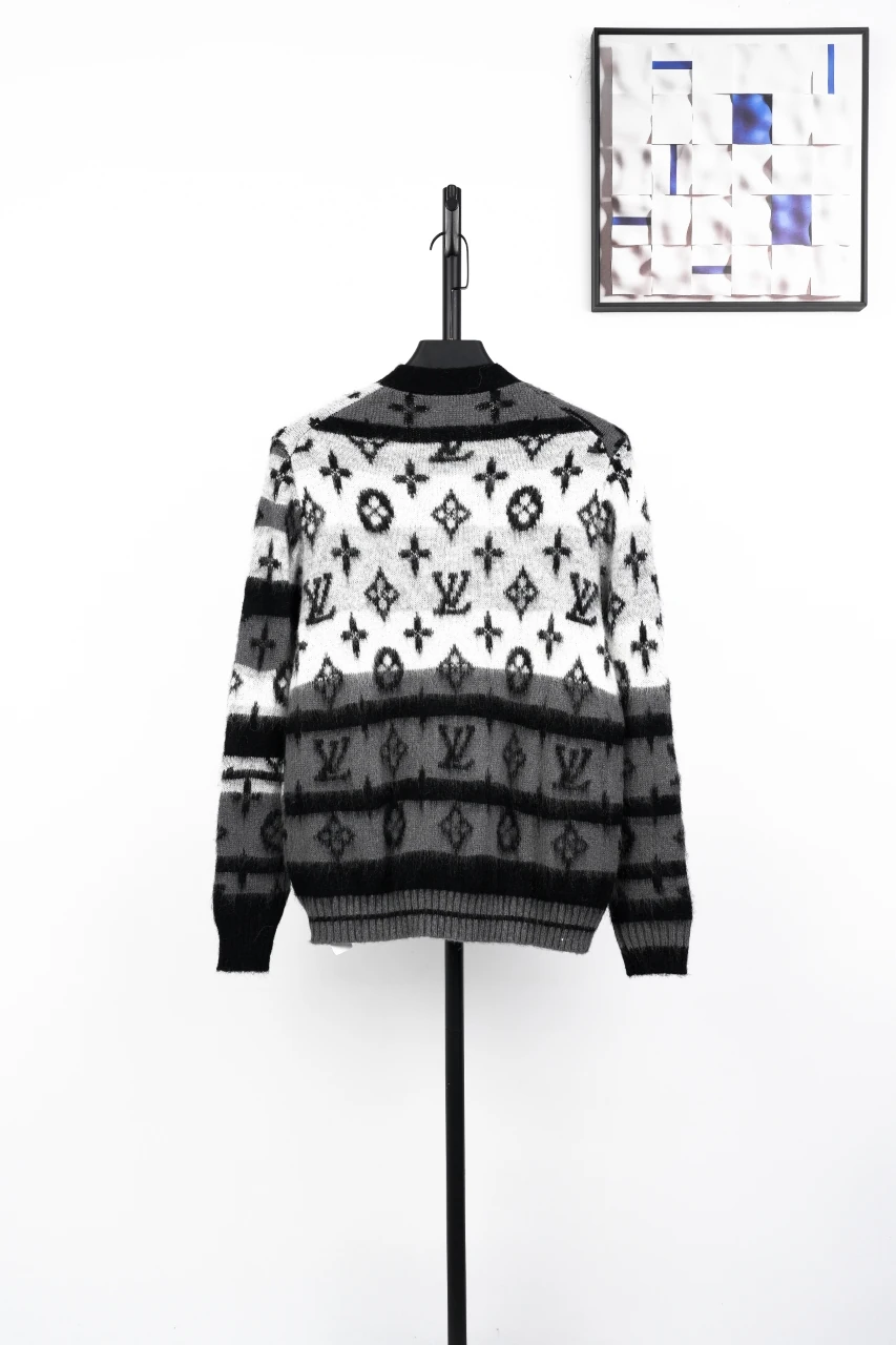Louis Vuitton Black White Monogram Mohair Blend Cardigan product photo from LabelPicks