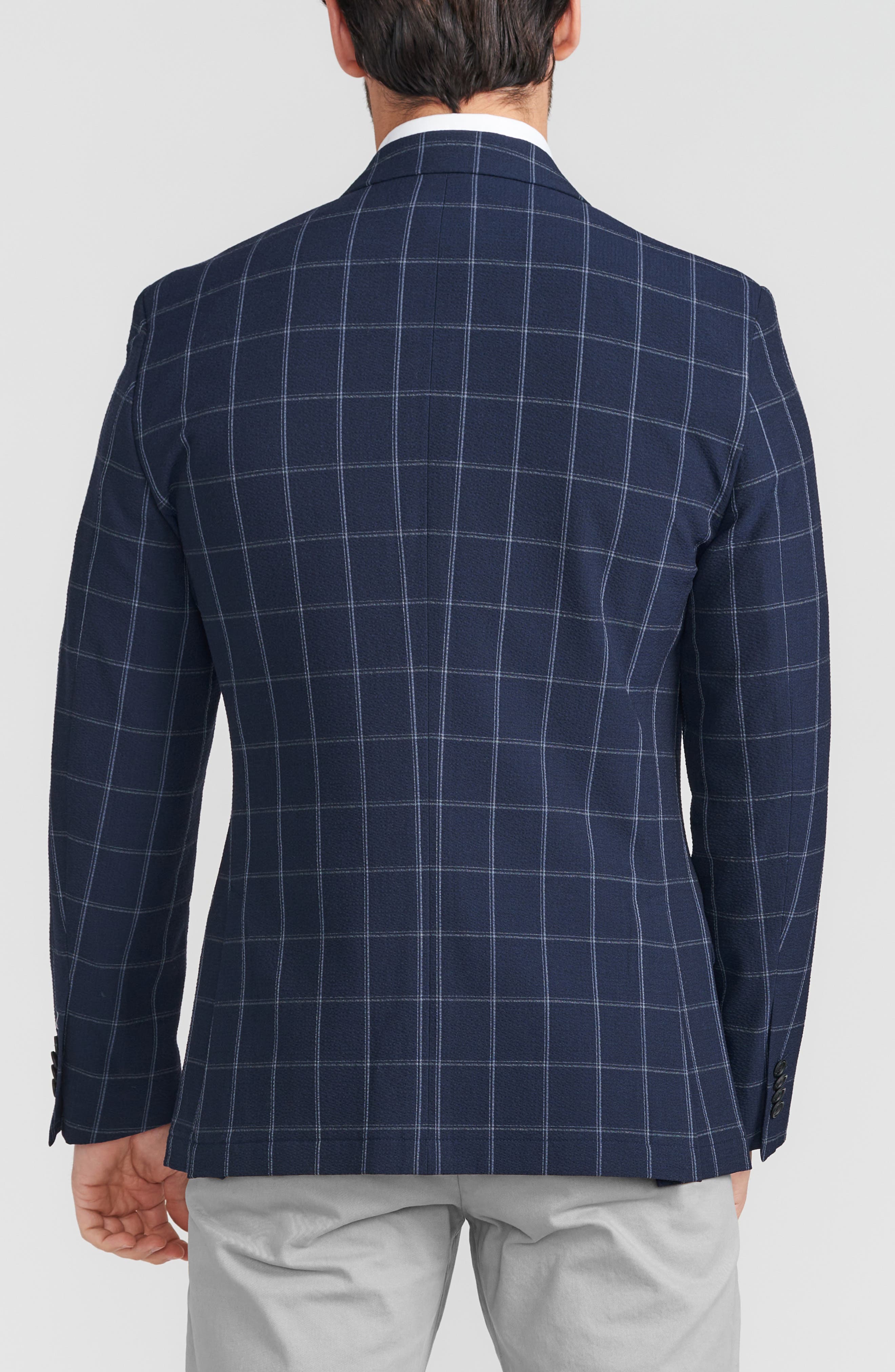 SAVILE ROW CO Navy Windowpane Seersucker Sport Coat