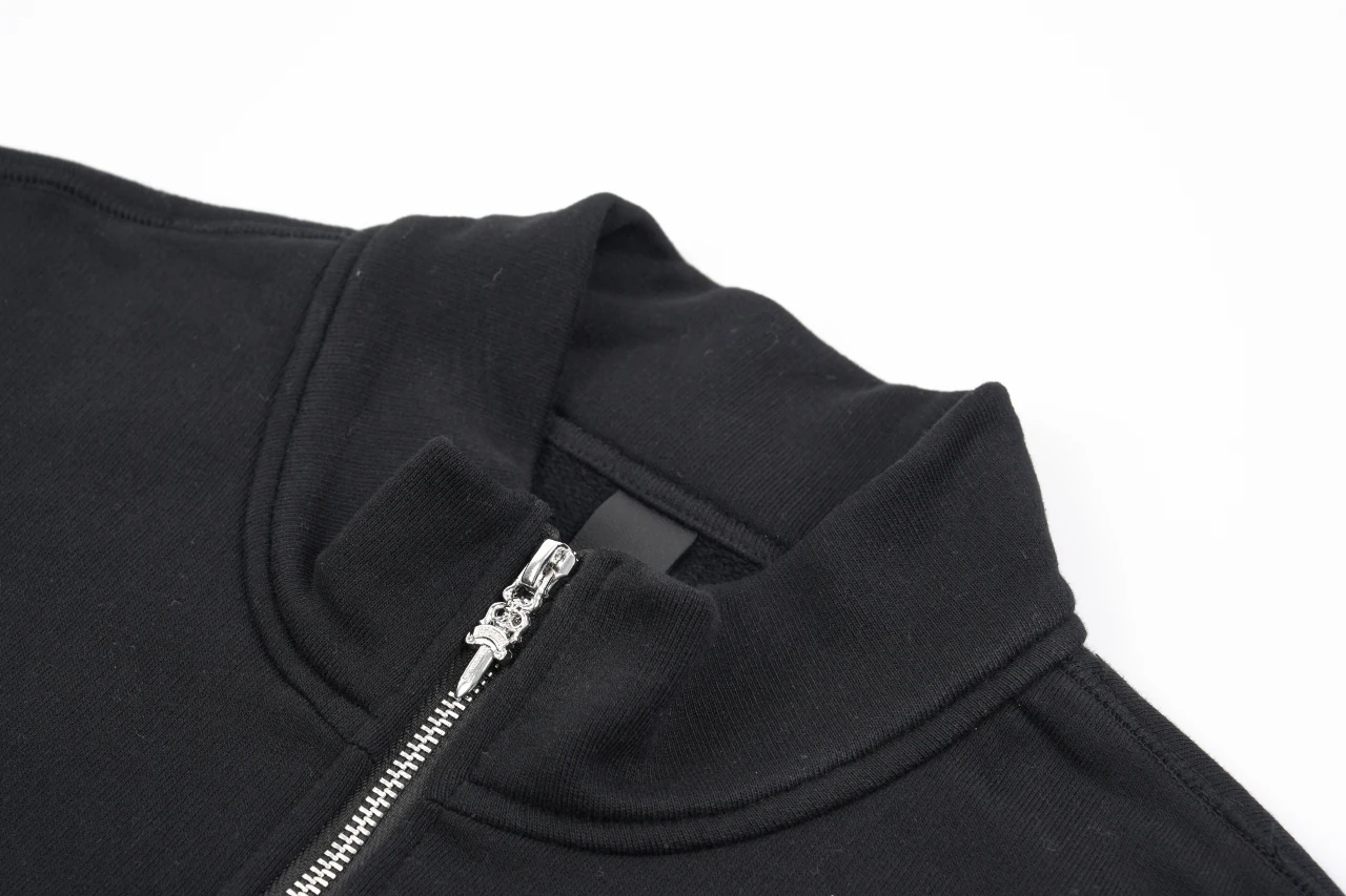 Chrome Hearts Black Cross Leather Patch Half Zip Sweatshirt product photo from LabelPicks