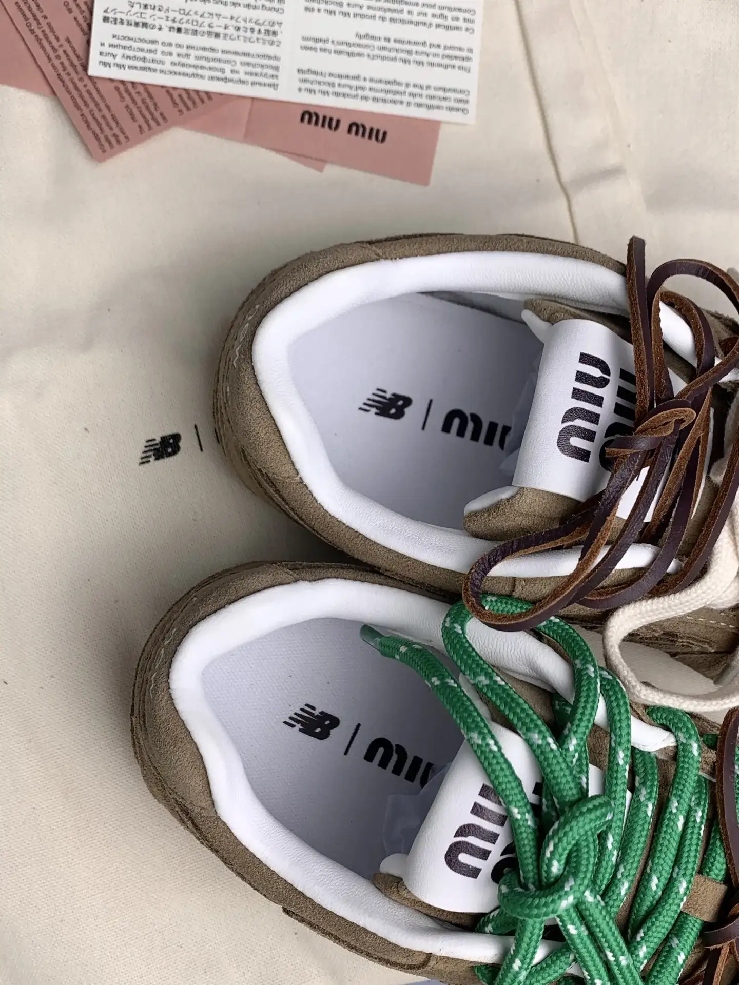 New Balance X Miu Miu 530 SL suede and mesh sneakers product photo from LabelPicks