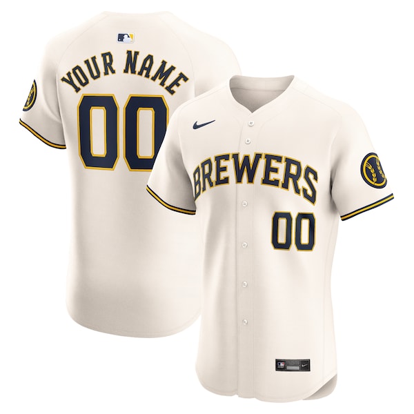 Milwaukee Brewers Nike Home Elite Custom Jersey - Cream