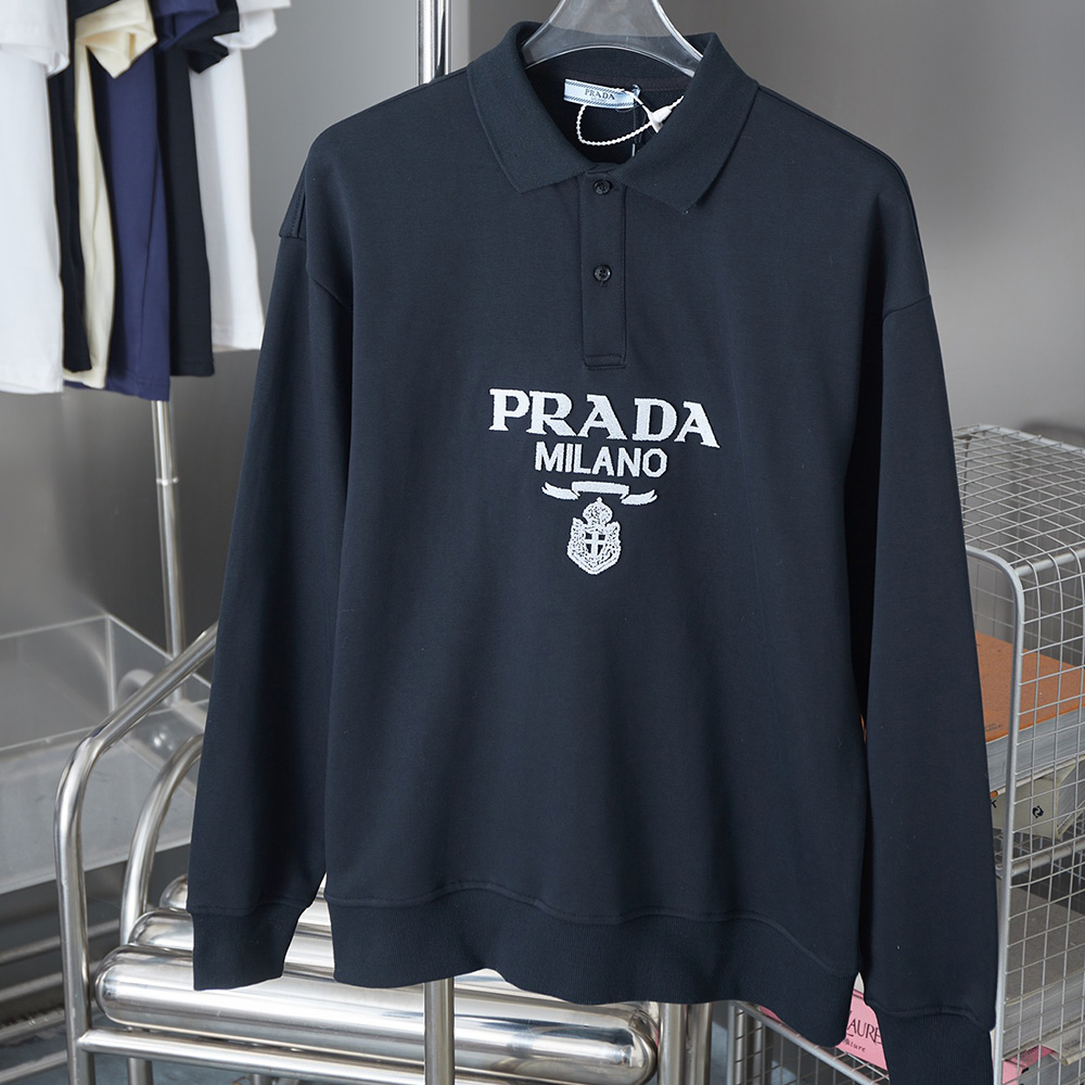 Letter Embroidered Long Sleeve Lapel Sweatshirt