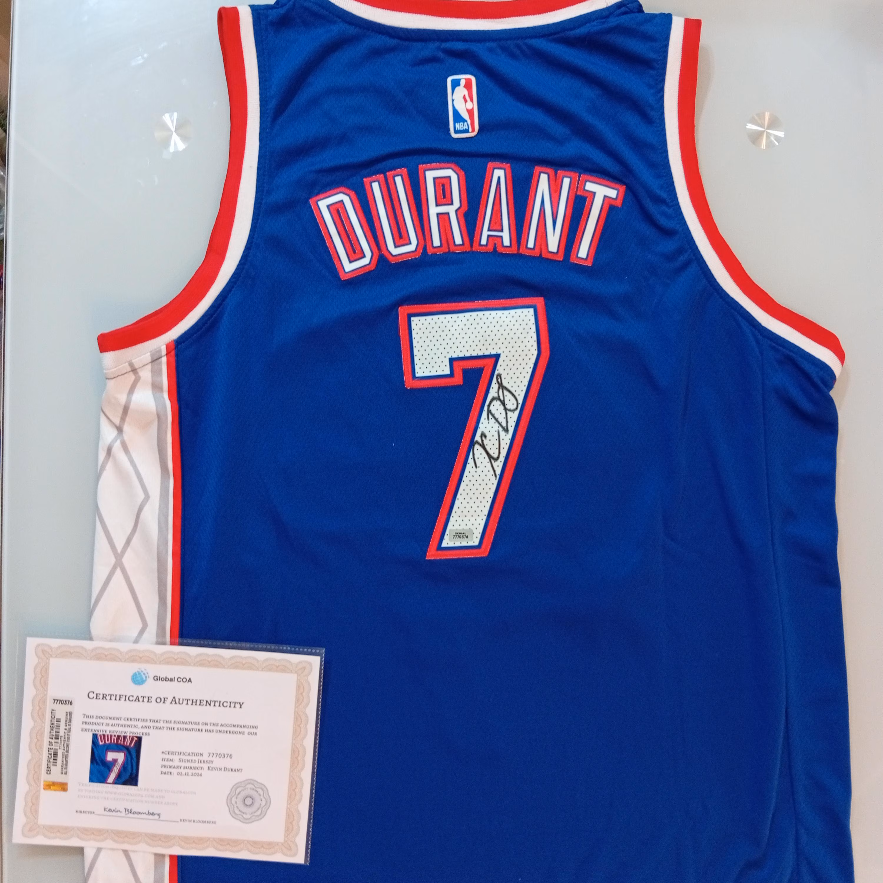 Kevin Durant Signed Autographed Brooklyn Nets Basketball Jersey #7 with COA