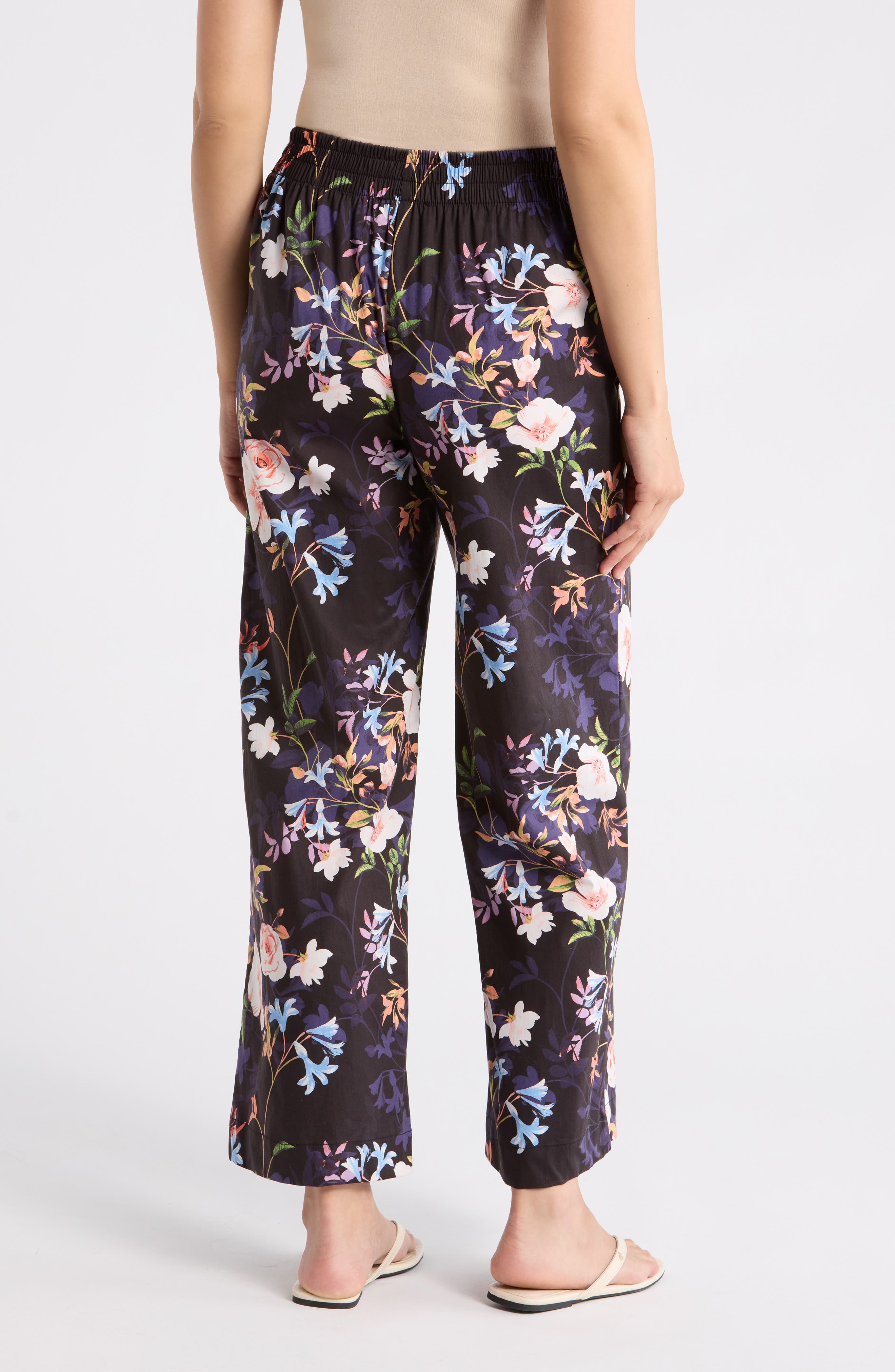 Nicole Miller Adley Floral Stretch Cotton Pull-On Pants