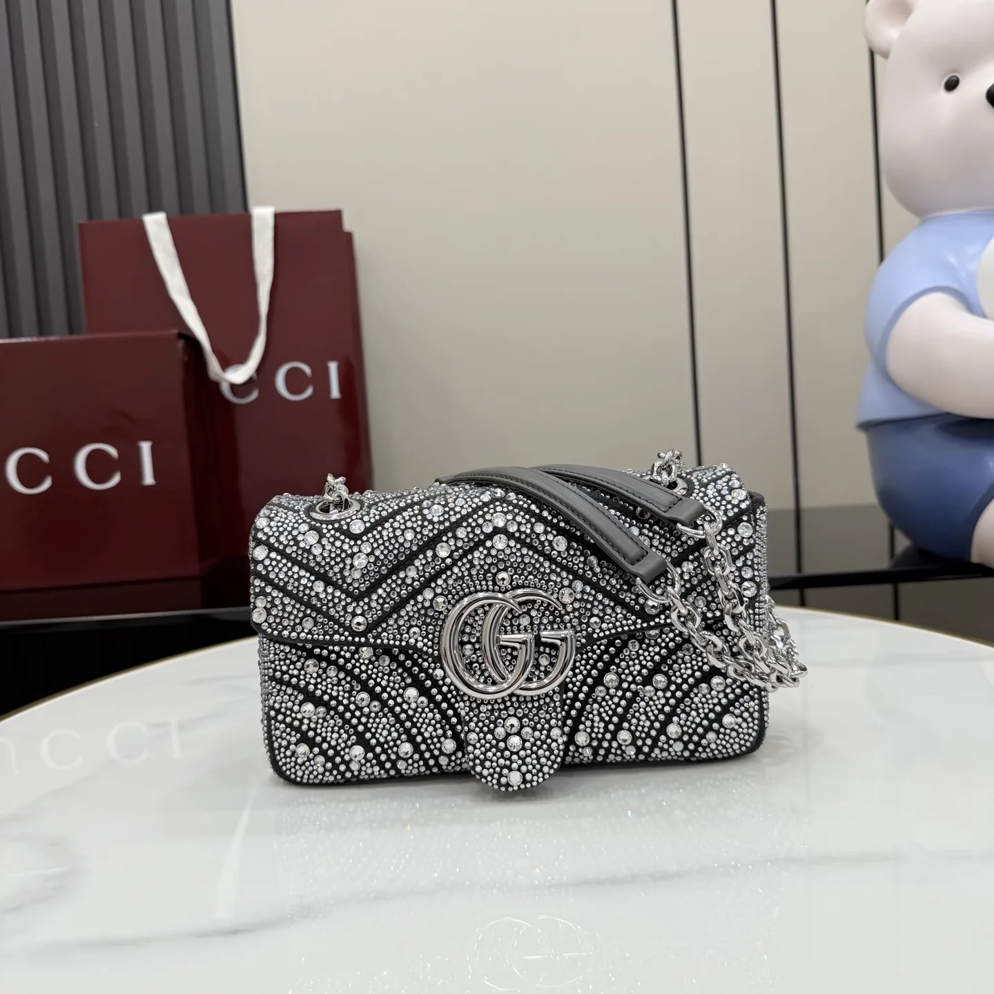 Gucci Marmont Grey GG Supreme Canvas Shoulder Bag product photo from LabelPicks