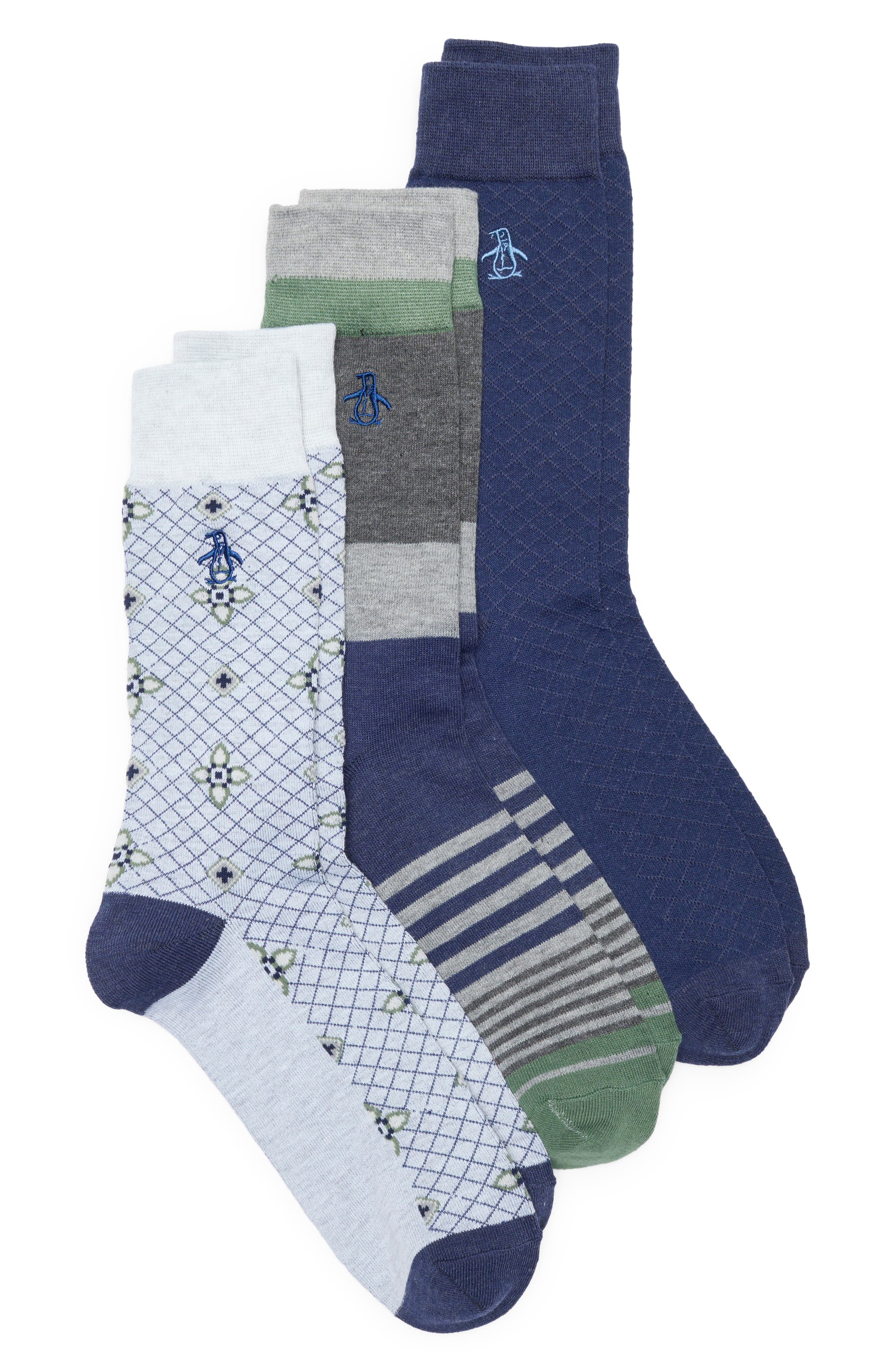 Original Penguin Kerwin Medallion Assorted 3-Pack Crew Socks