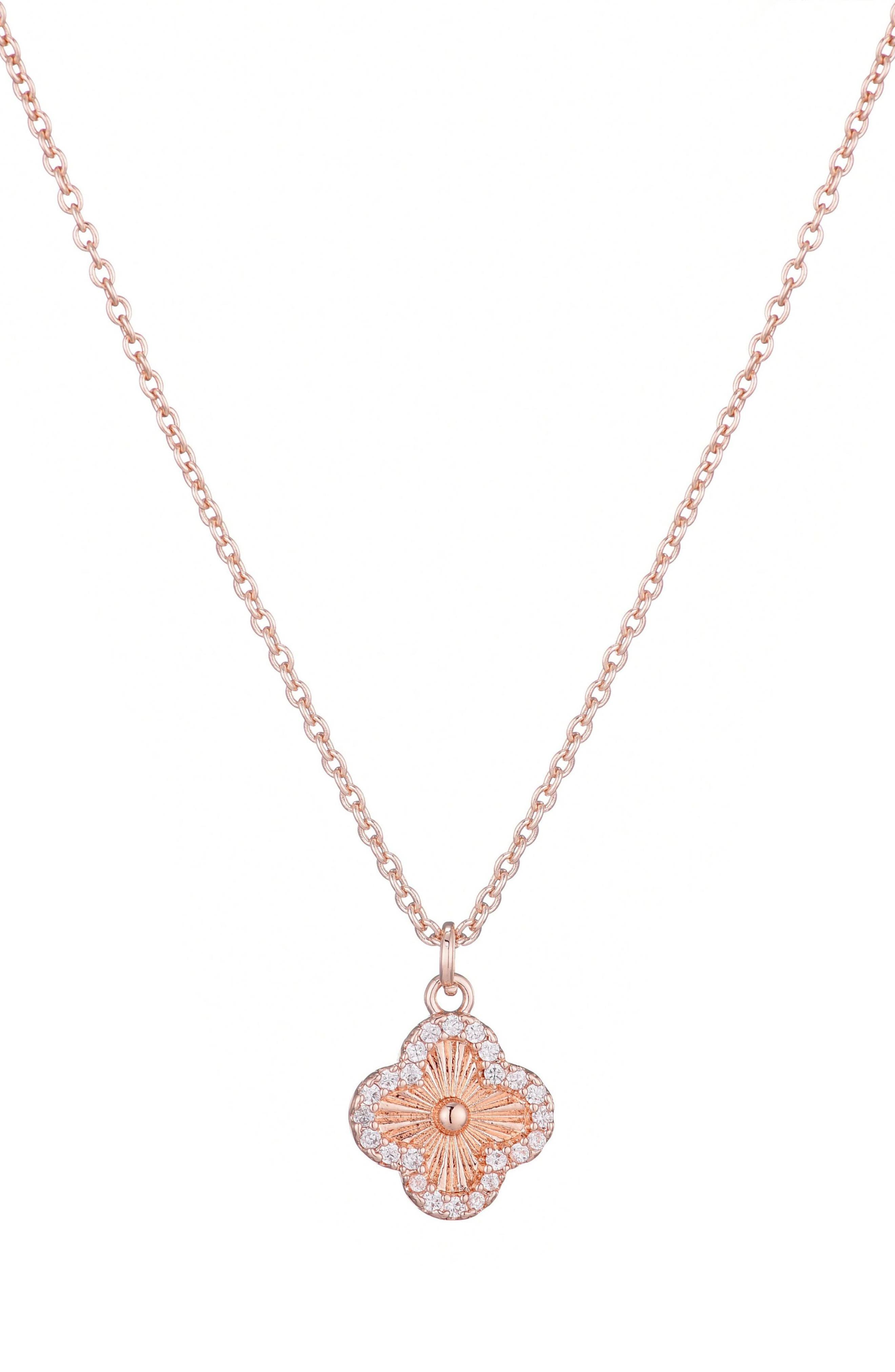 Adornia Fluted Clover Stud Earrings & Necklace Set