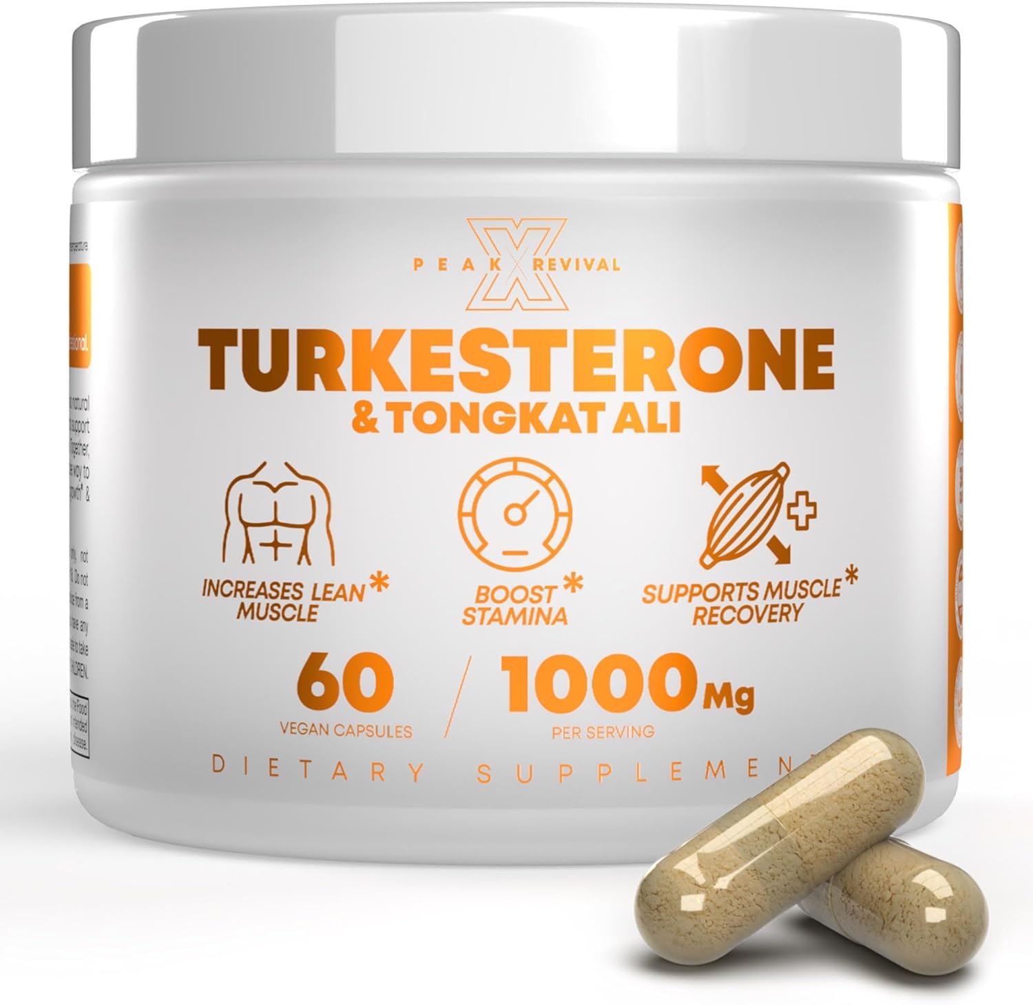 Turkesterone & Tongkat Ali 1000mg Supplement - 500mg Ajuga Turkestanica Per Serving Increases Stamina, Lean Muscle Growth & Recovery - Made in The USA (60 Capsules)