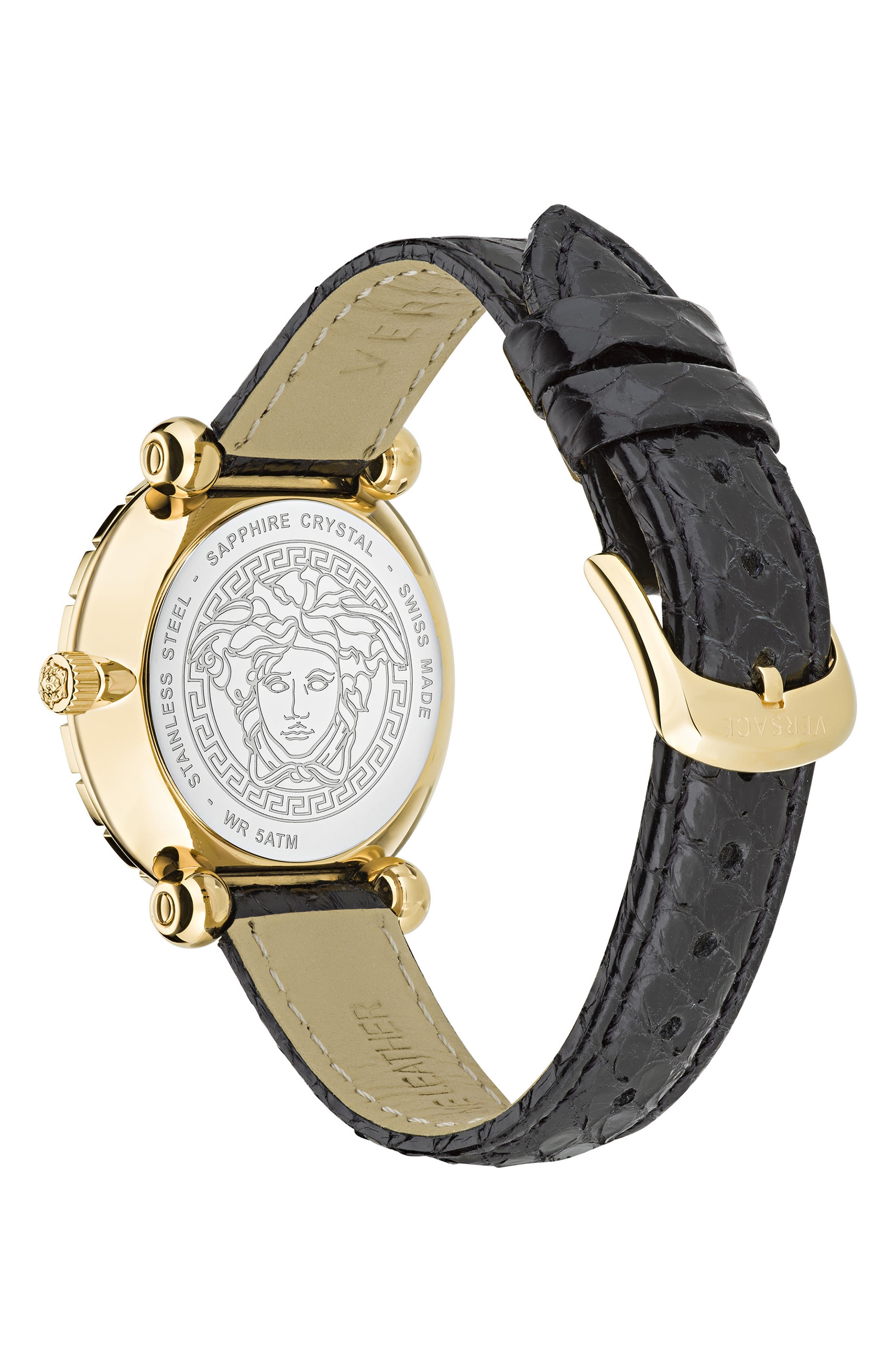 Versace Greca Twist Leather Strap Watch, 35mm
