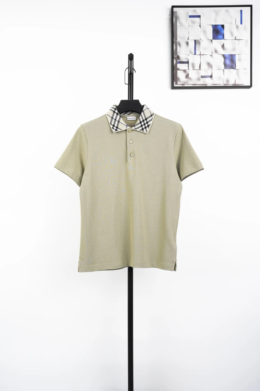 Burberry Beige Check Collar Short Sleeve Polo Shirt product photo from LabelPicks