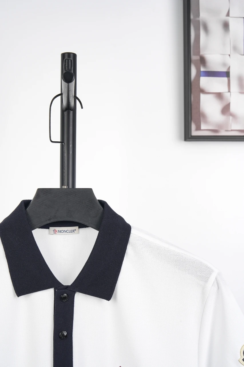 Moncler White Contrast-Collar Snap Polo Shirt product photo from LabelPicks