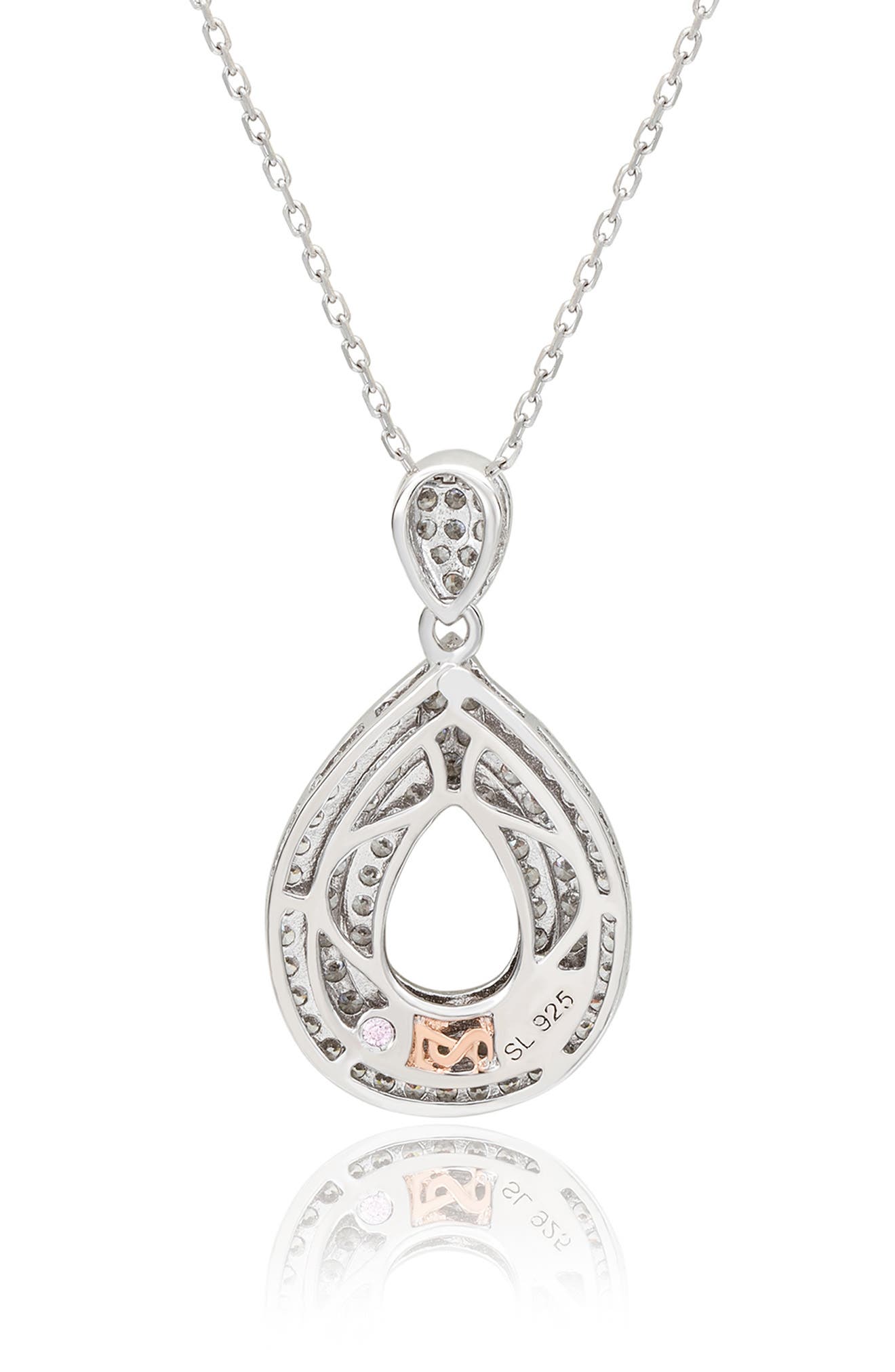 SUZY LEVIAN Sterling Silver Pavé Cubic Zirconia Teardrop Pendant Necklace