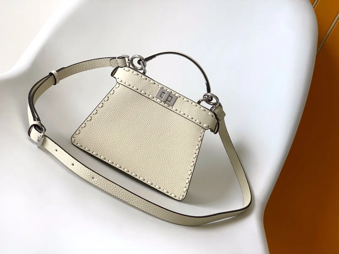 Fendi White Peekaboo Calfskin Top Handle Bag product photo from LabelPicks