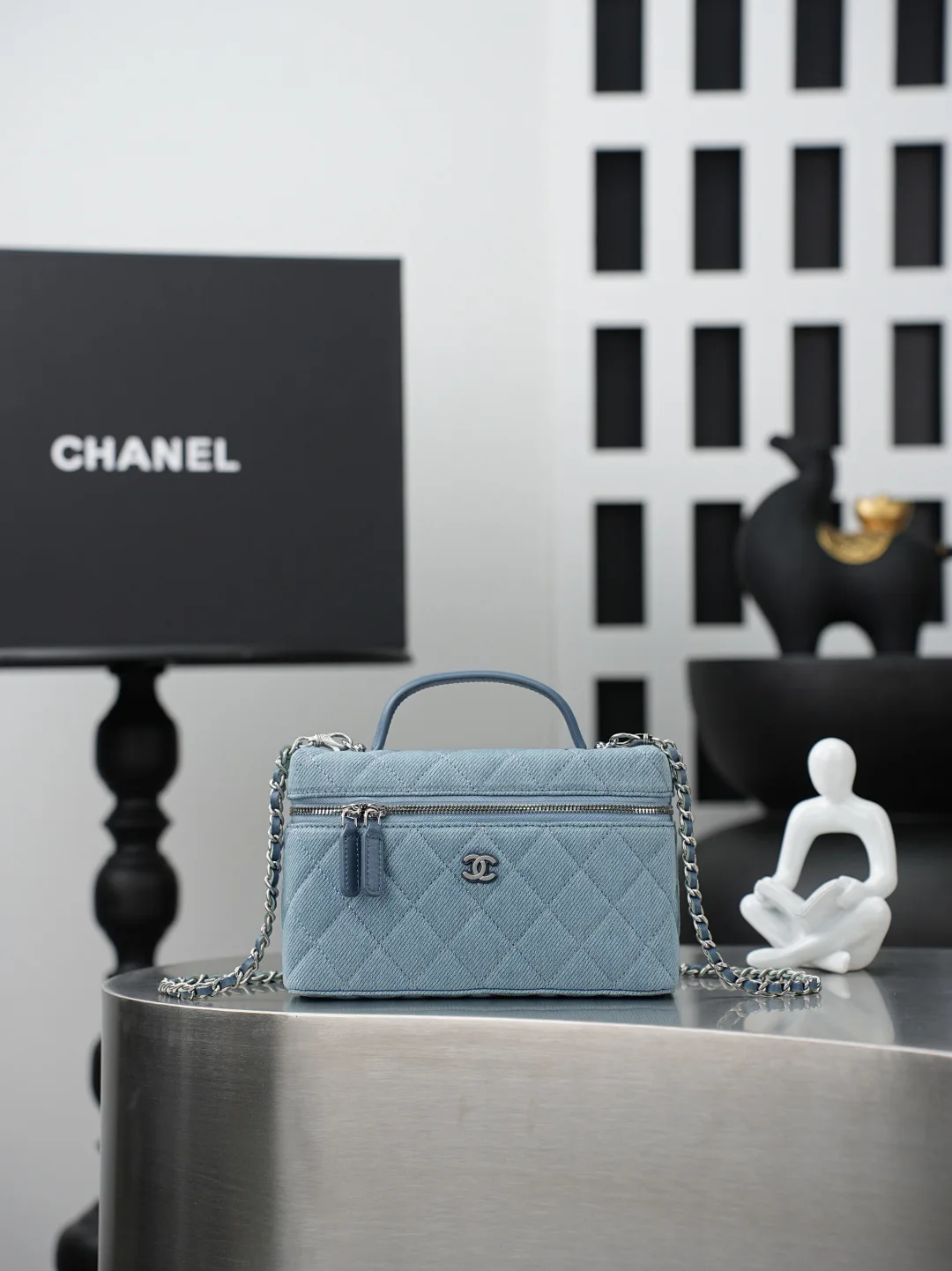 Chanel Blue Quilted Leather Top Handle Bag product photo from LabelPicks