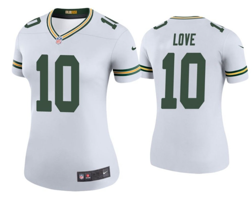 Jordan Love Green Bay Packers Nike Women's Color Rush Legend Jersey - White