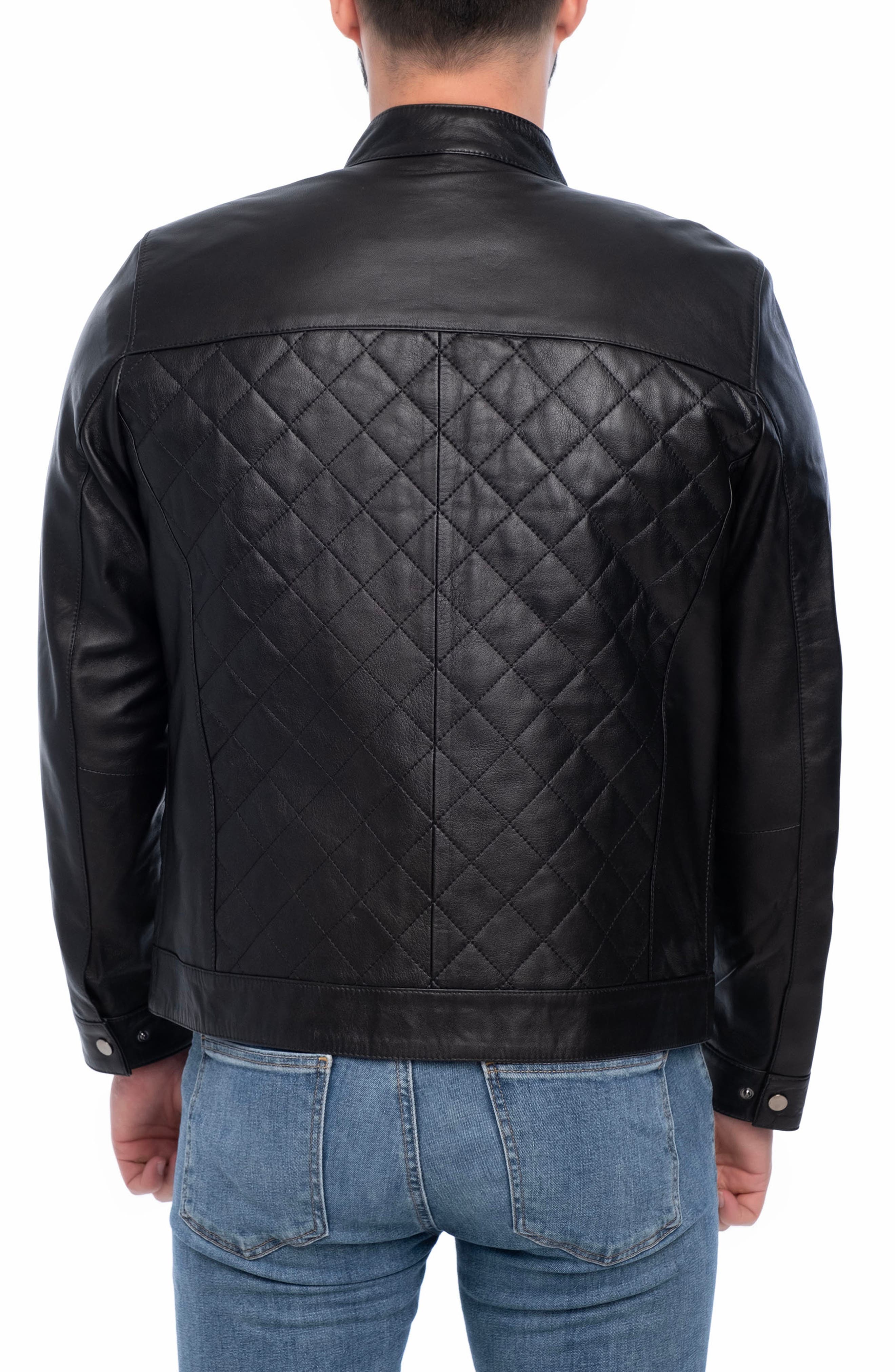 VELLAPAIS Leola Diamond Quilted Leather Jacket