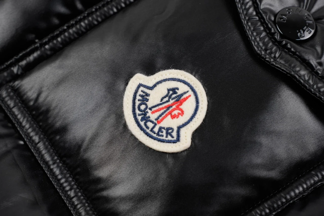 Moncler Black Glossy Down Jacket with Stripe Detail product photo from LabelPicks