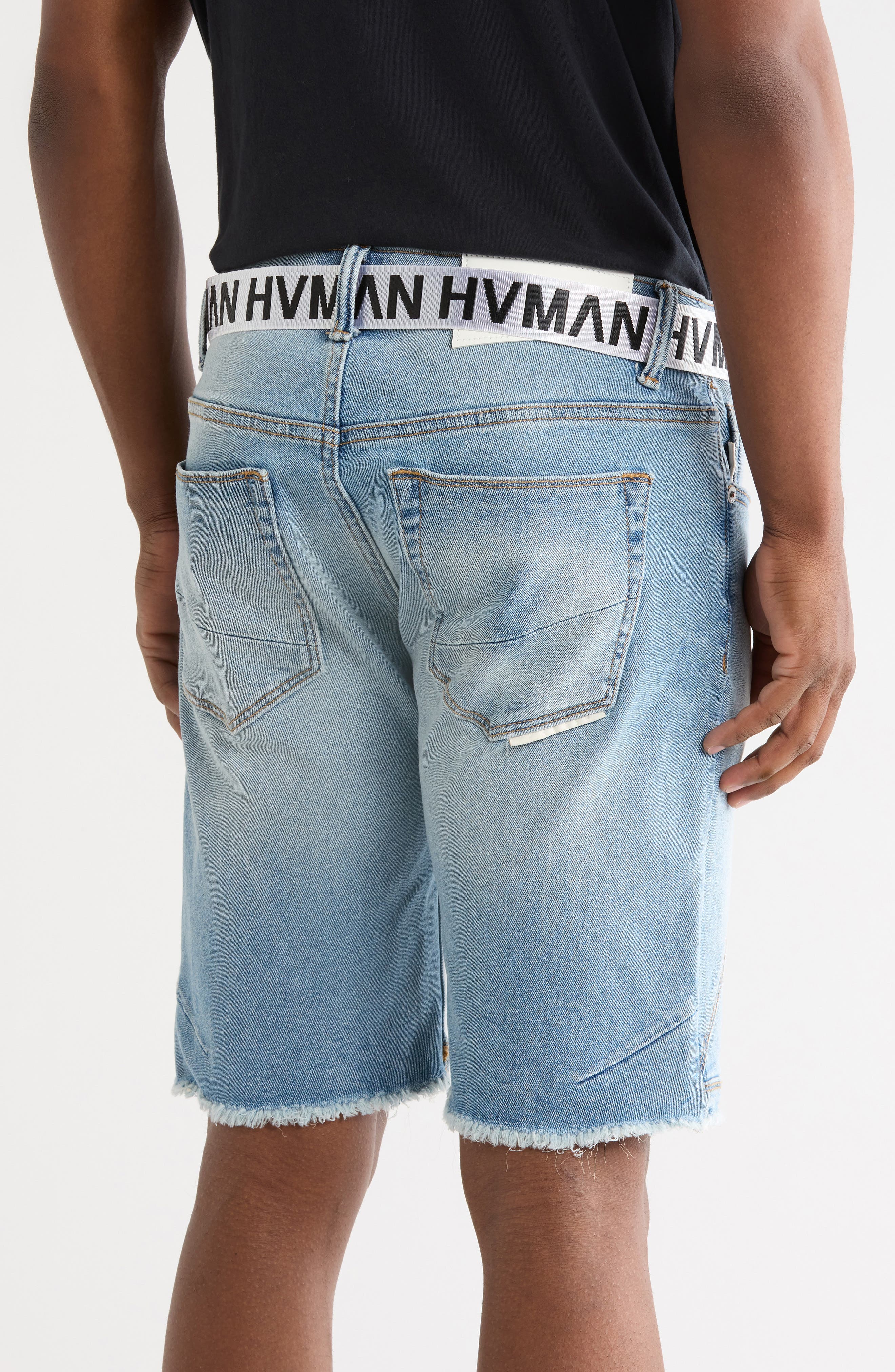 HVMAN Mero Slim Raw Hem Cutoff Denim Shorts