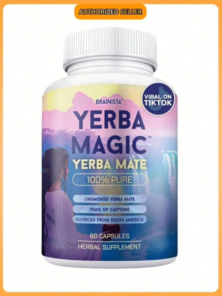 Brainista Yerba Mate Capsules – Natural Clean Energy, Focus & Gut Support – 100% Pure Unsmoked Yerba Mate – Caffeine Without Jitters – Brain Fog & Digestion Supplement – 60 Vegan Capsules (Pack Of 3)