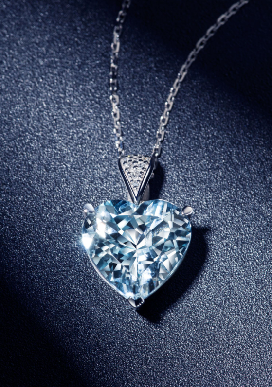 women's ocean heart necklace aquamarine pendant