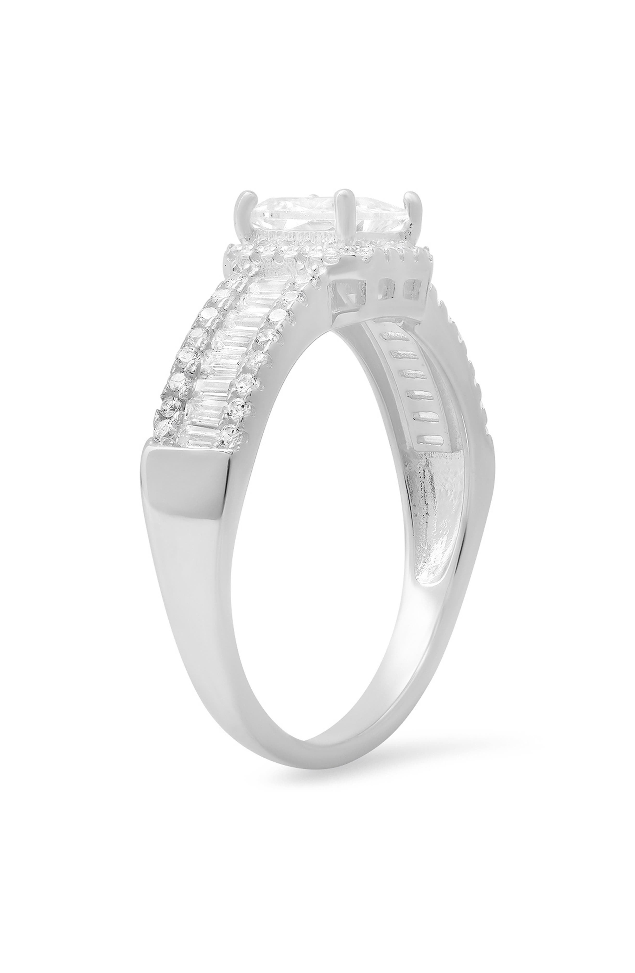 Queen Jewels Sterling Silver Princess Cut CZ Engagement Ring