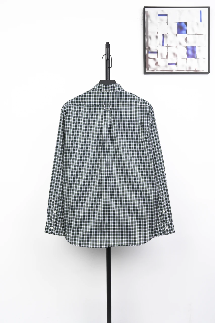 CELINE Green White Plaid Triomphe Embroidered Shirt product photo from LabelPicks