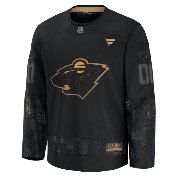 Minnesota Wild  2024 Military Appreciation Personalized Long Sleeve Practice Jersey - Black
