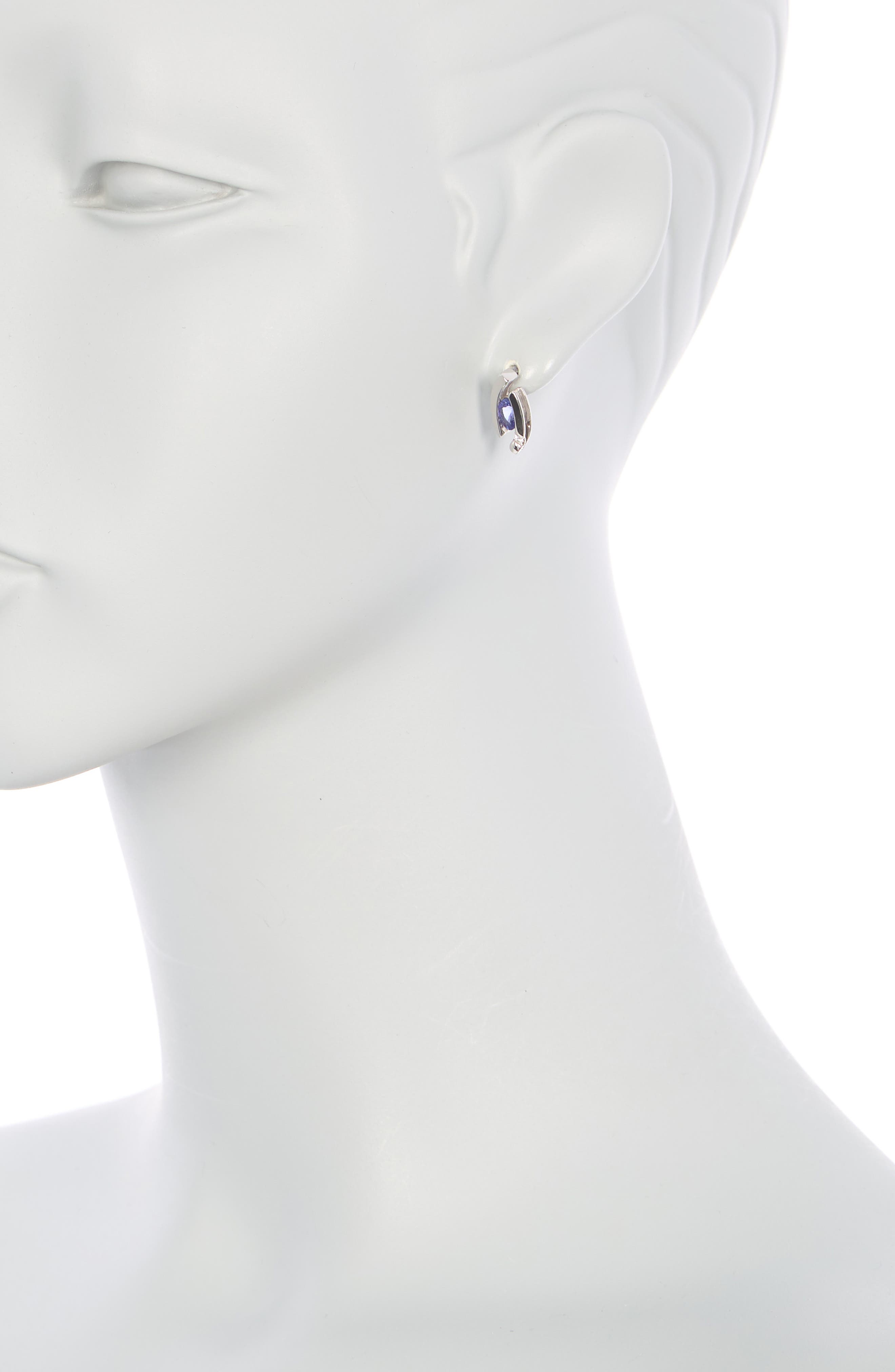 SUZY LEVIAN 14K White Gold Diamond & Tanzanite Stud Earrings