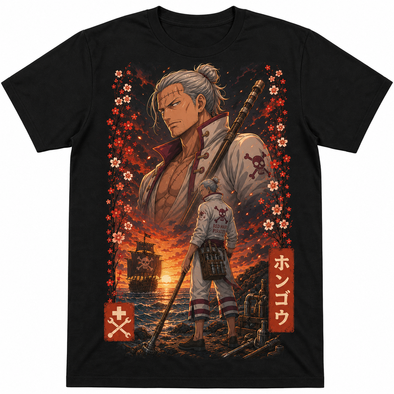 Remera Anime Hongo One Piece Manga Corta