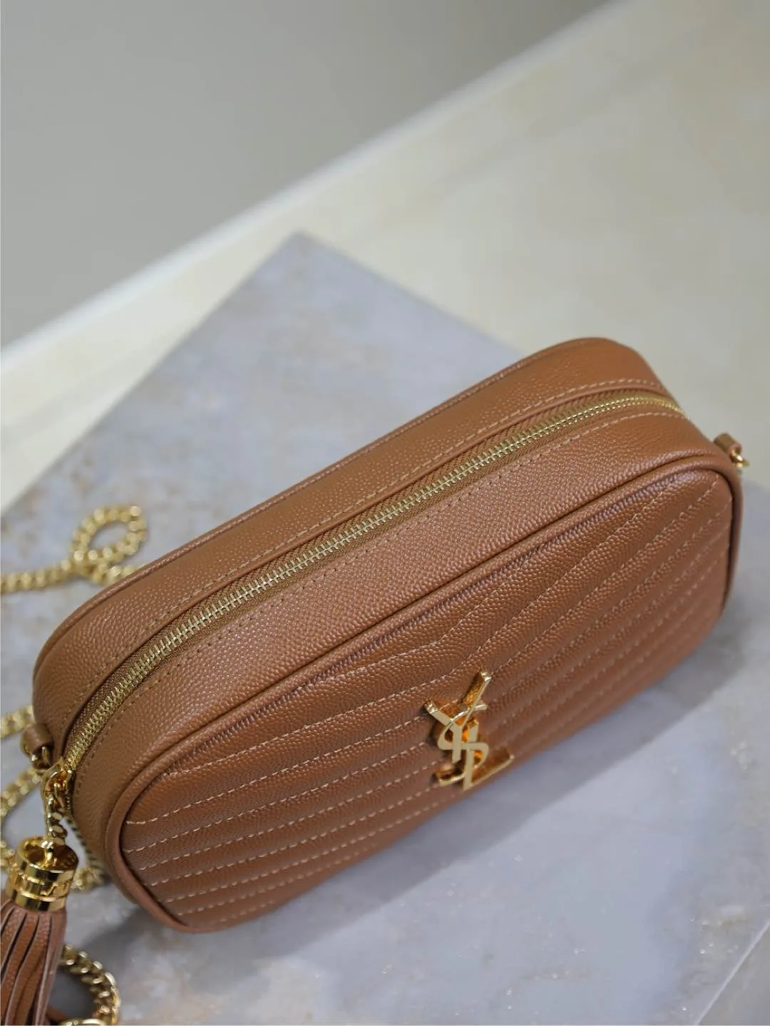 Saint Laurent Brown Calfskin Shoulder Bag product photo from LabelPicks