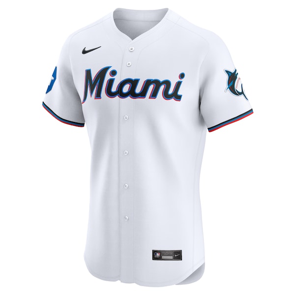 Miami Marlins Nike Home Elite Patch Jersey - White