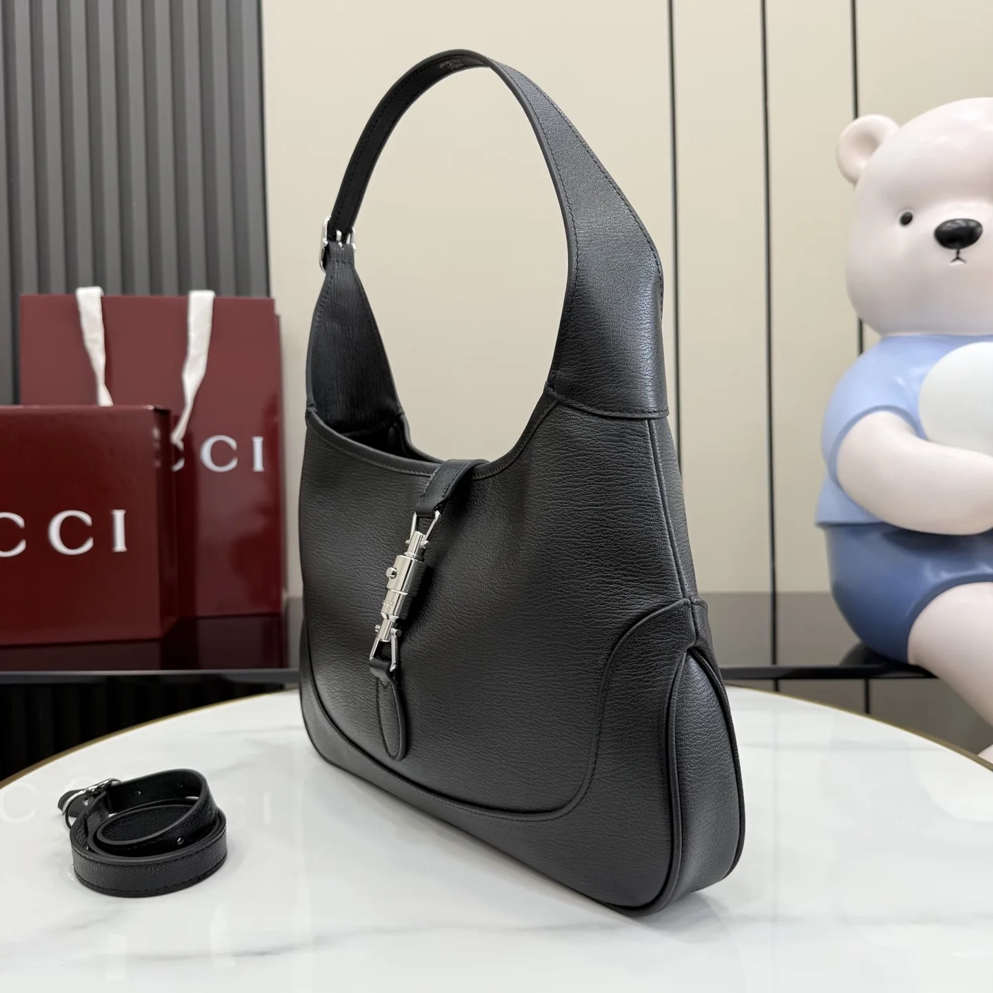 Gucci Black Jackie Grained Leather Shoulder Bag product photo from LabelPicks