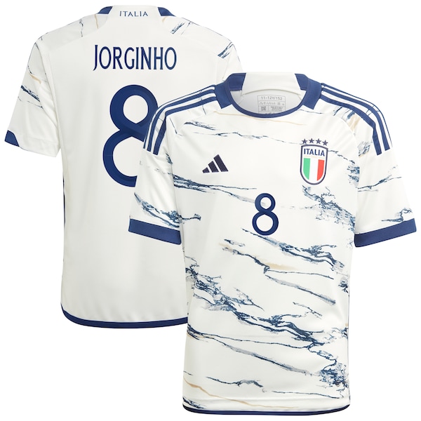 Jorginho Italy National Team adidas Youth 2023 Away Replica Jersey - White