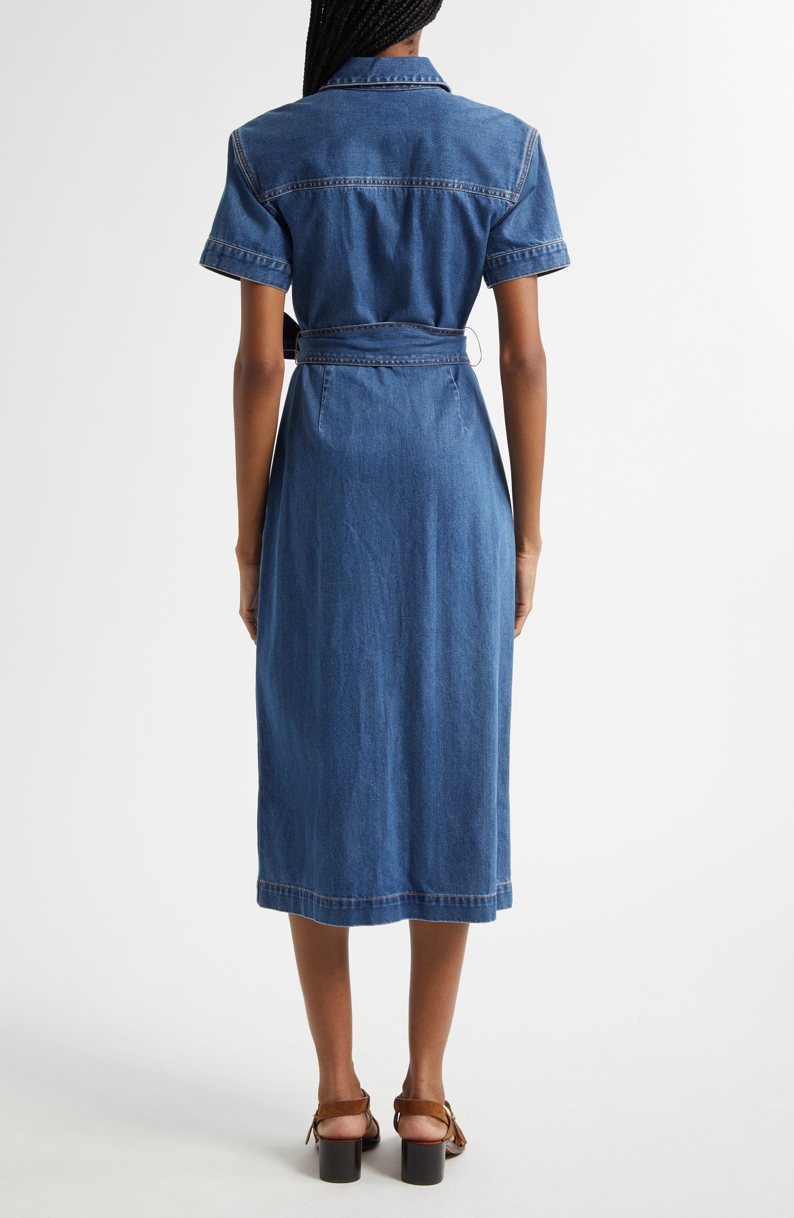 Veronica Beard Tabby Belted Denim Shirtdress