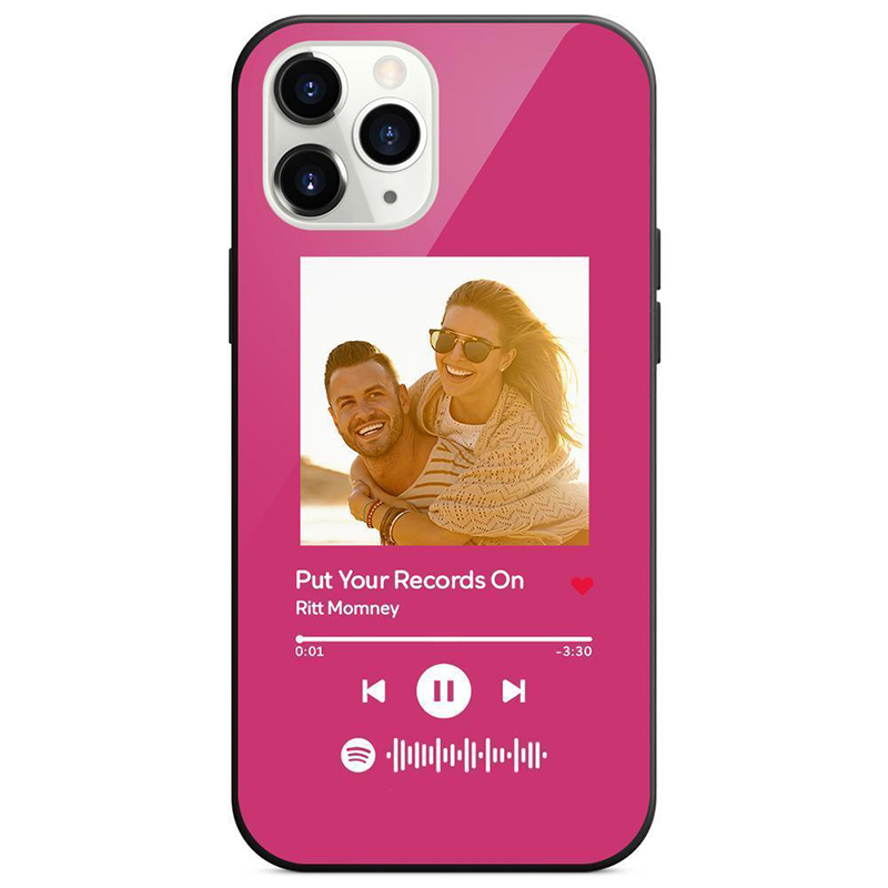Pink  Custom Spotify Plaque Song Iphone Case For Couple