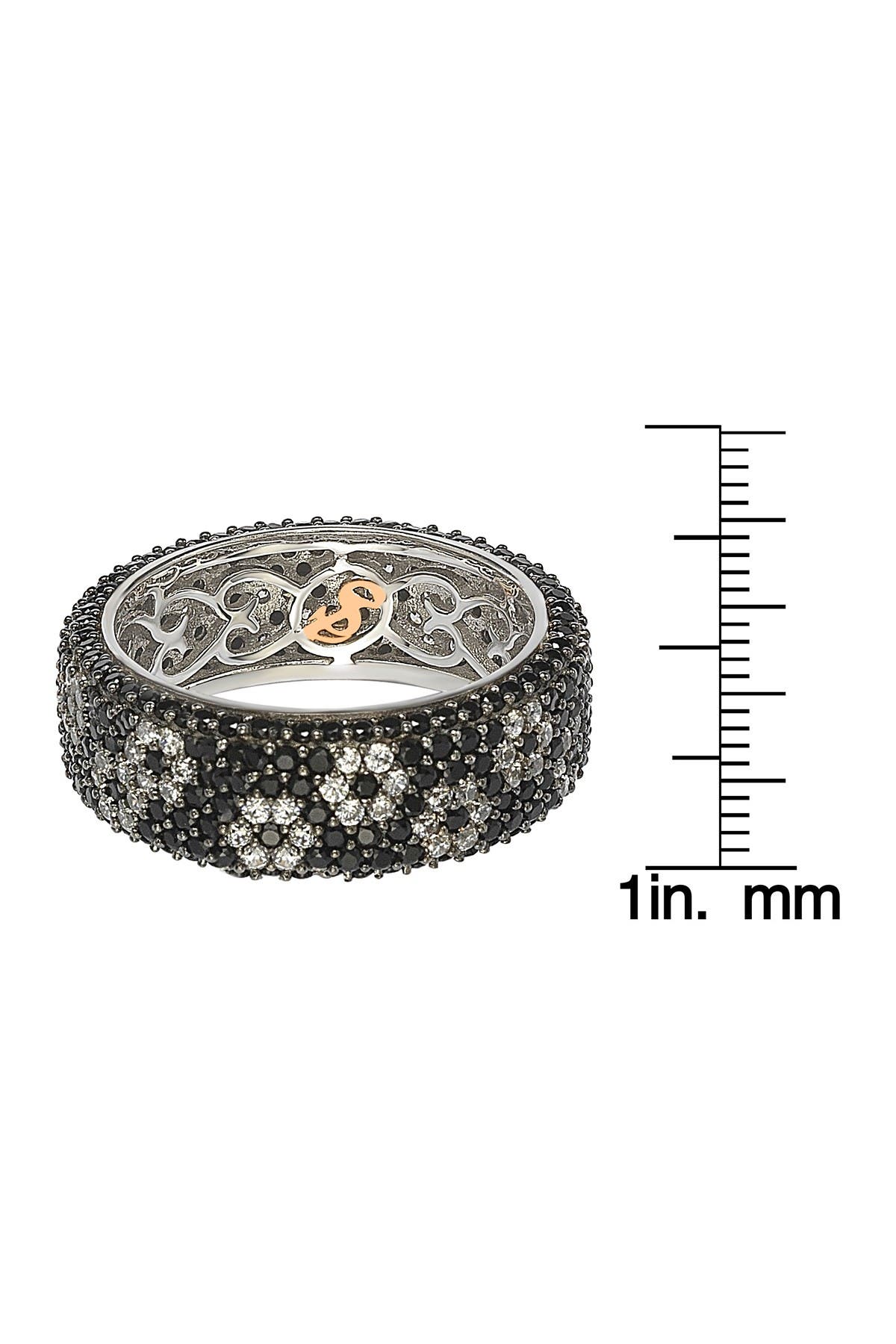 SUZY LEVIAN Sterling Silver Black & White Cubic Zirconia Flower Eternity Ring