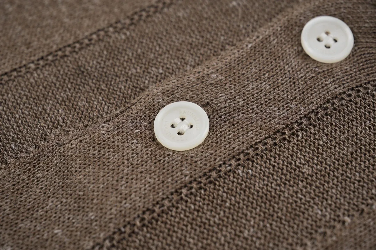 Brunello Cucinelli Brown Linen-Blend Ribbed Polo Shirt product photo from LabelPicks