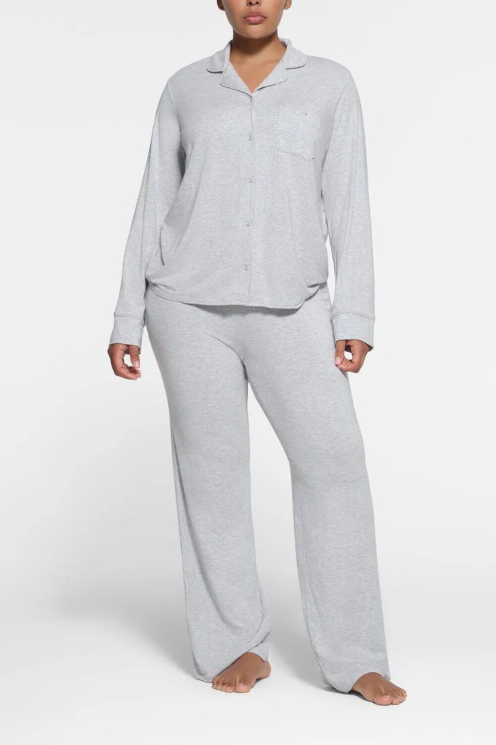 SKIMS LONG SLEEVE BUTTON UP SLEEP SET