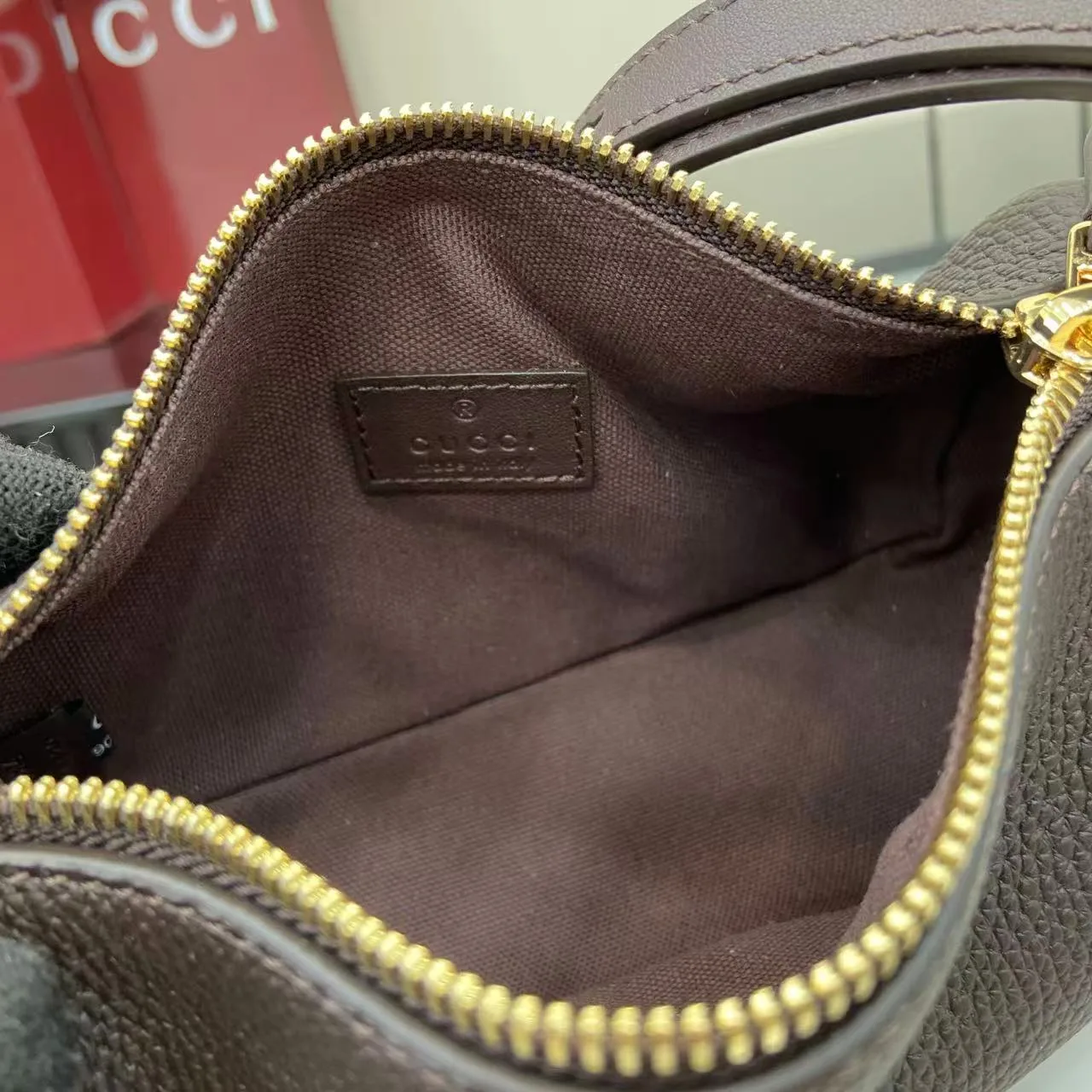 Gucci Brown Grained Leather Crossbody Bag product photo from LabelPicks