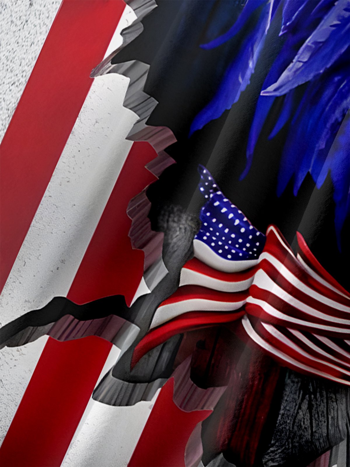 Moisture-Wicking Tropical American Flag Rooster Print Shirt