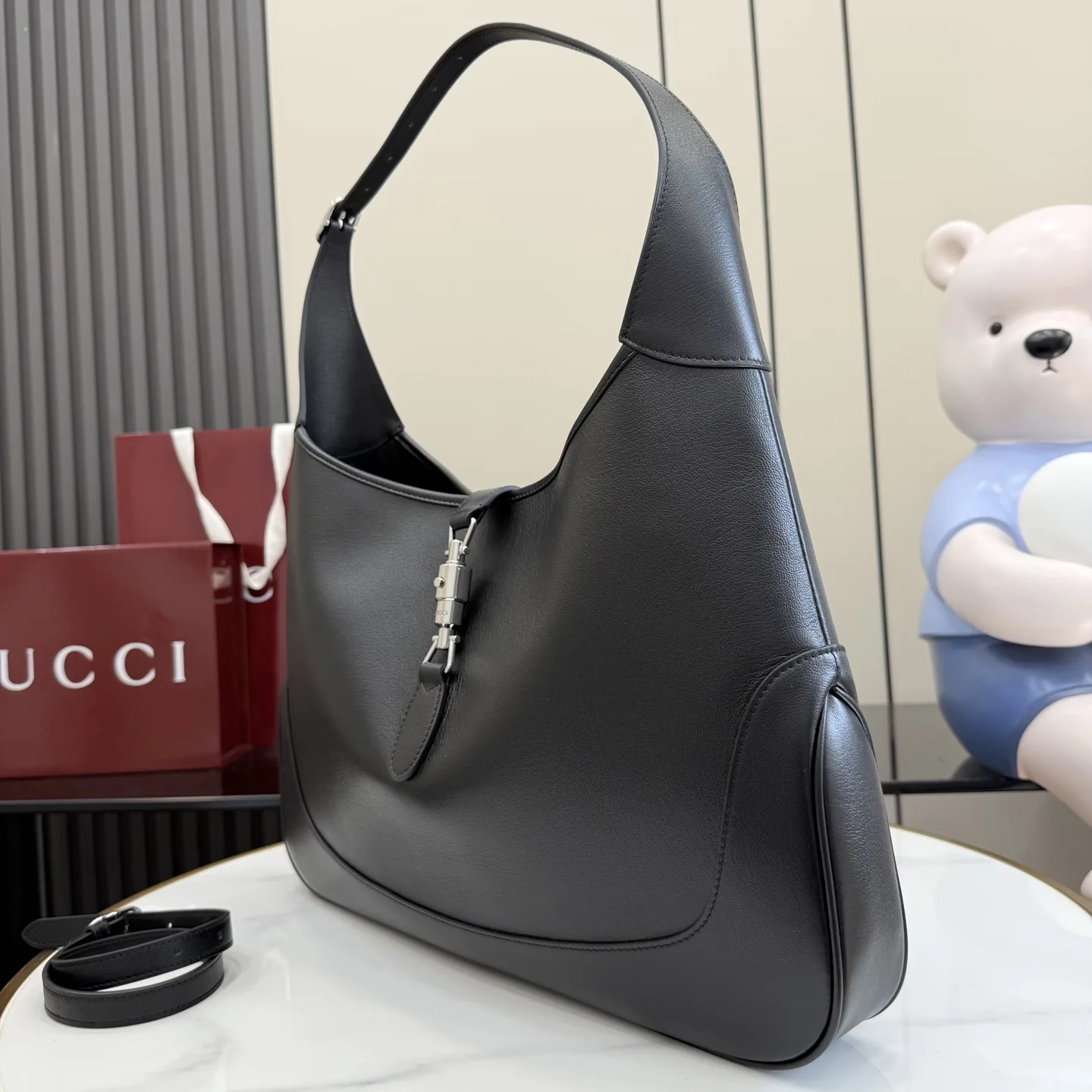 Gucci Jackie Black Grained Leather Shoulder Bag product photo from LabelPicks