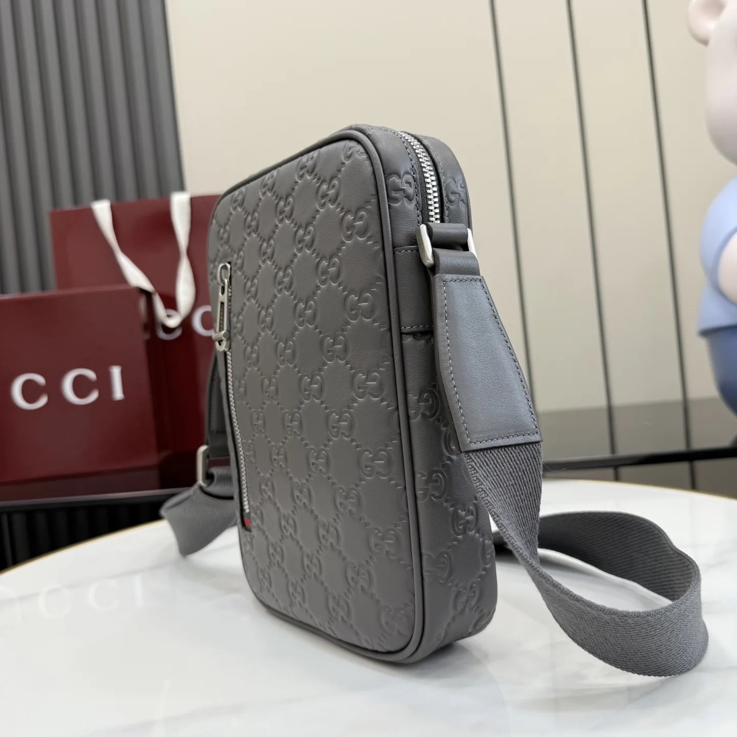 Gucci Grey Smooth Leather Crossbody Bag product photo from LabelPicks