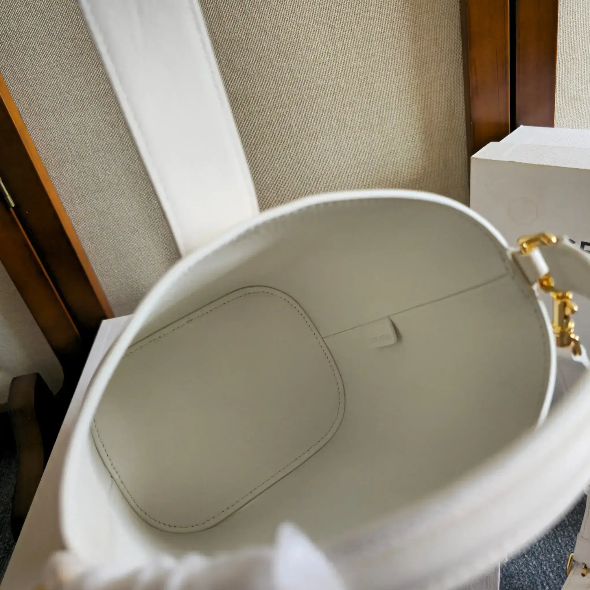 Celine White Louise Calfskin Bucket Bag product photo from LabelPicks