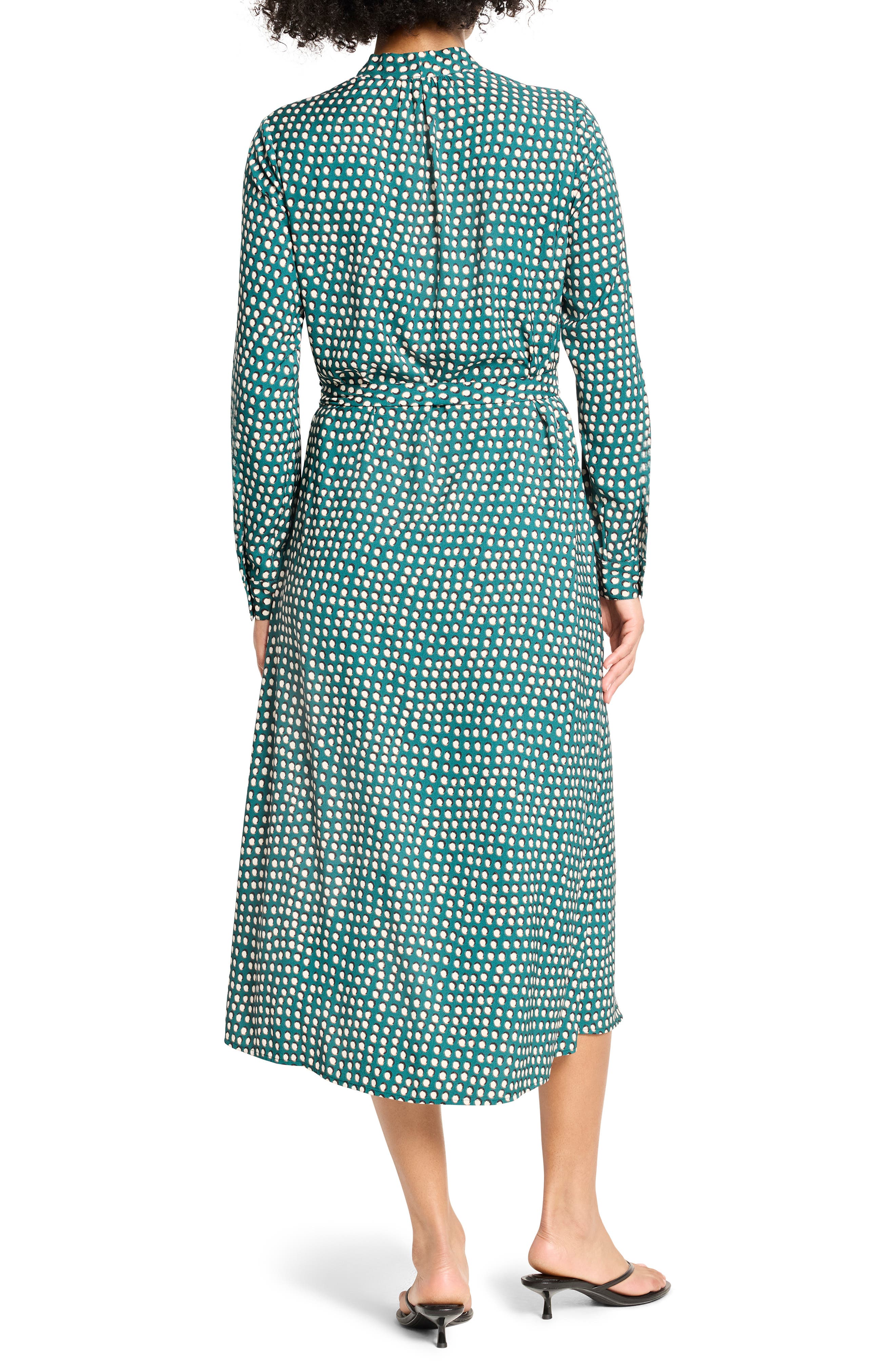 NIC+ZOE Olivia Shadow Dot Long Sleeve Faux Wrap Dress