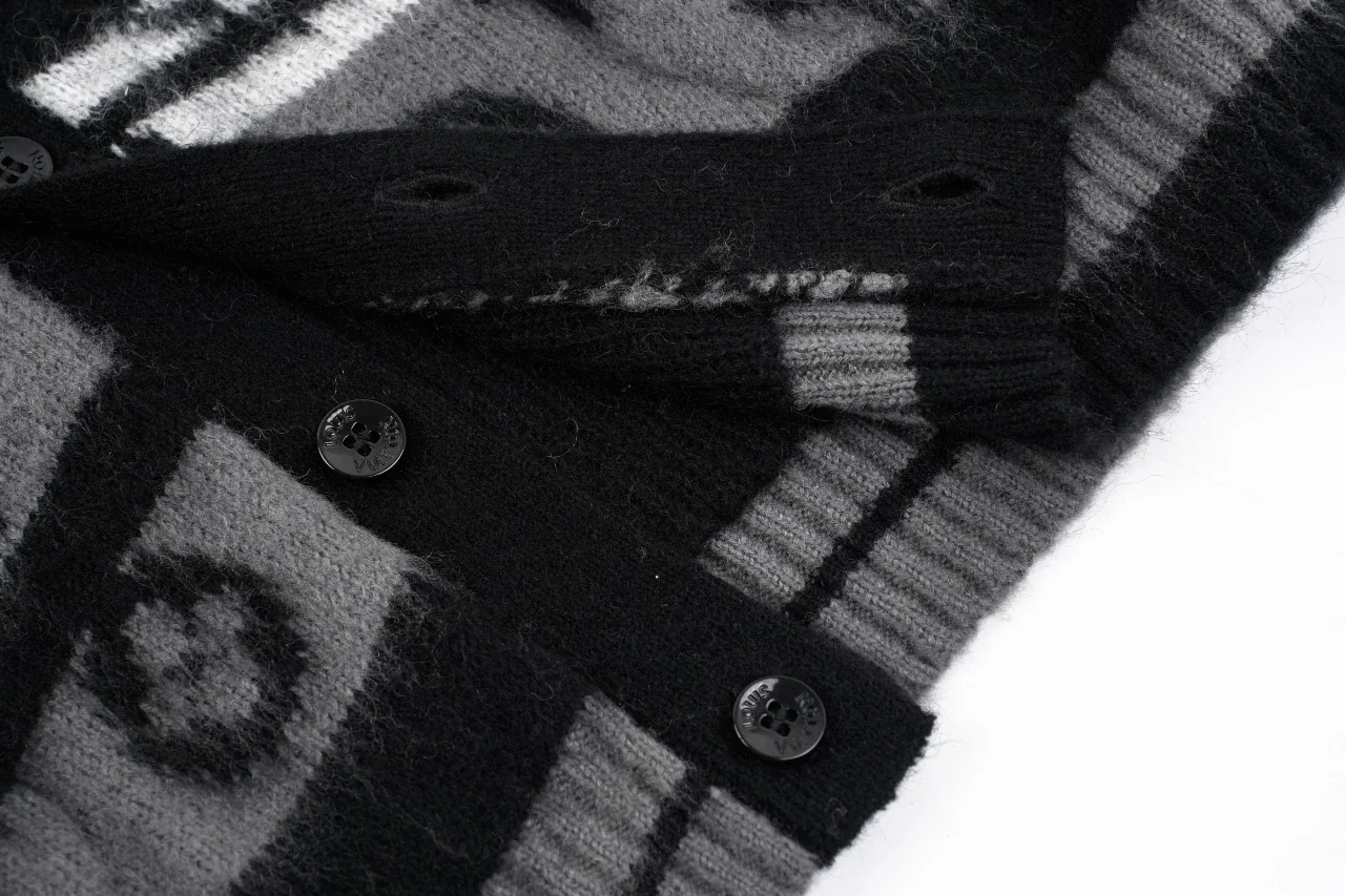 Louis Vuitton Black White Monogram Mohair Blend Cardigan product photo from LabelPicks