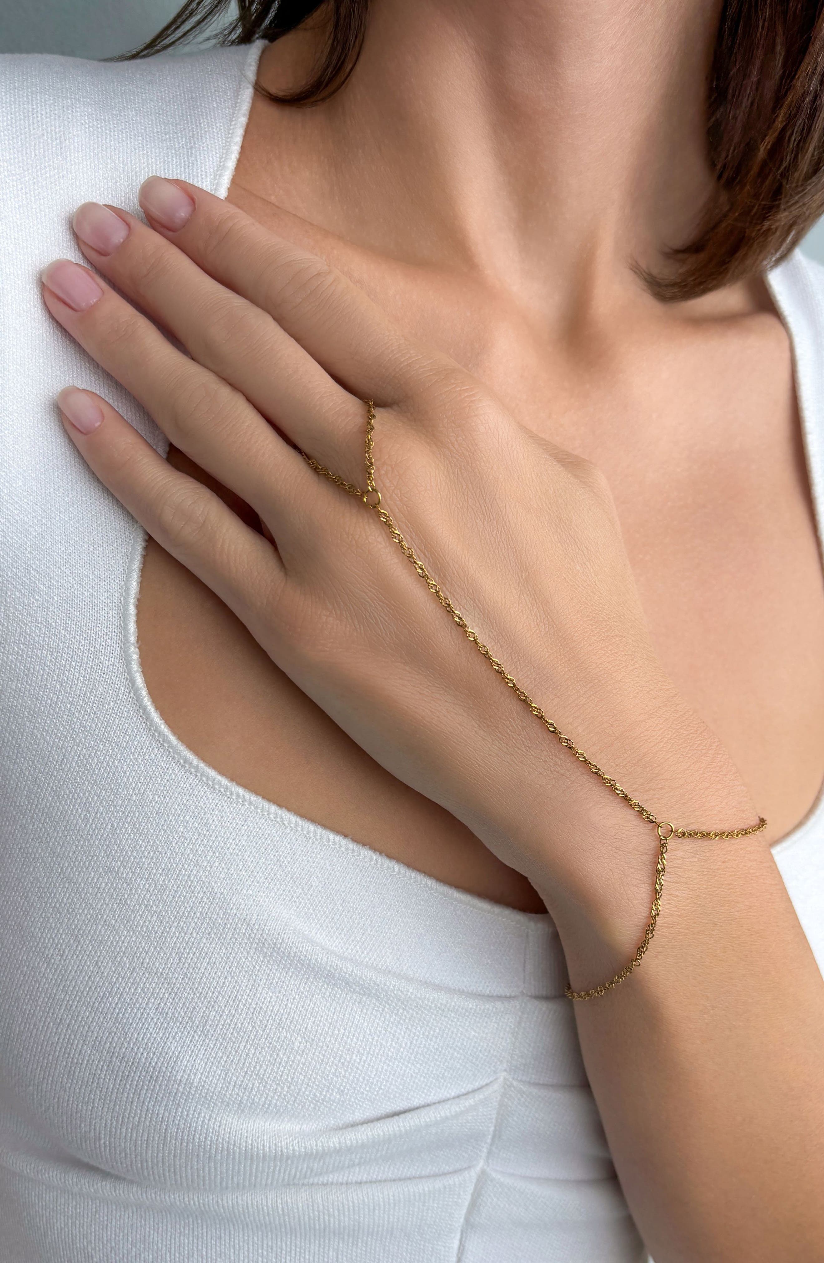 Adornia 18K Gold Plated Hand Chain Bracelet