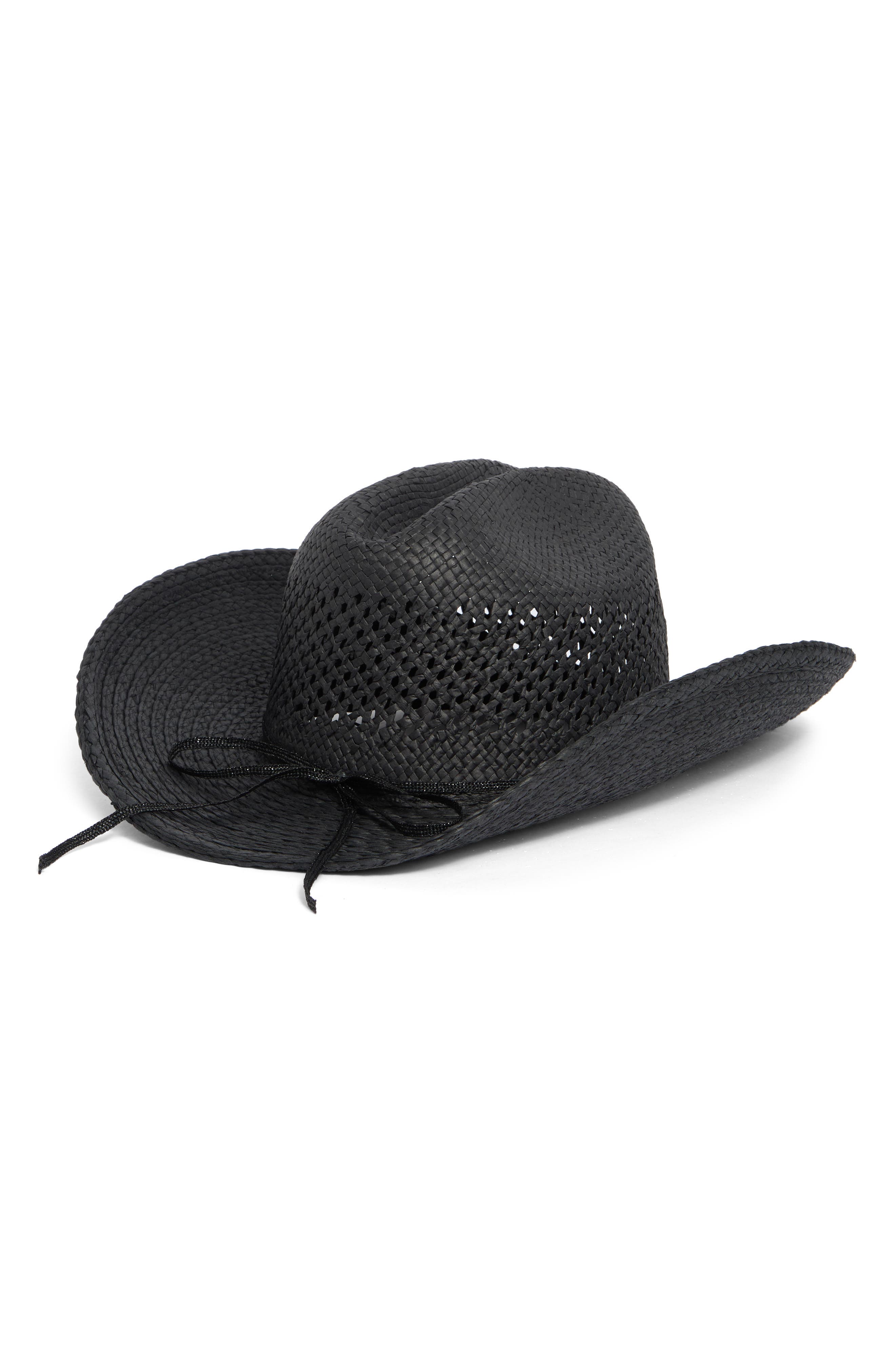 Vince Camuto Stone Trim Straw Cowboy Hat